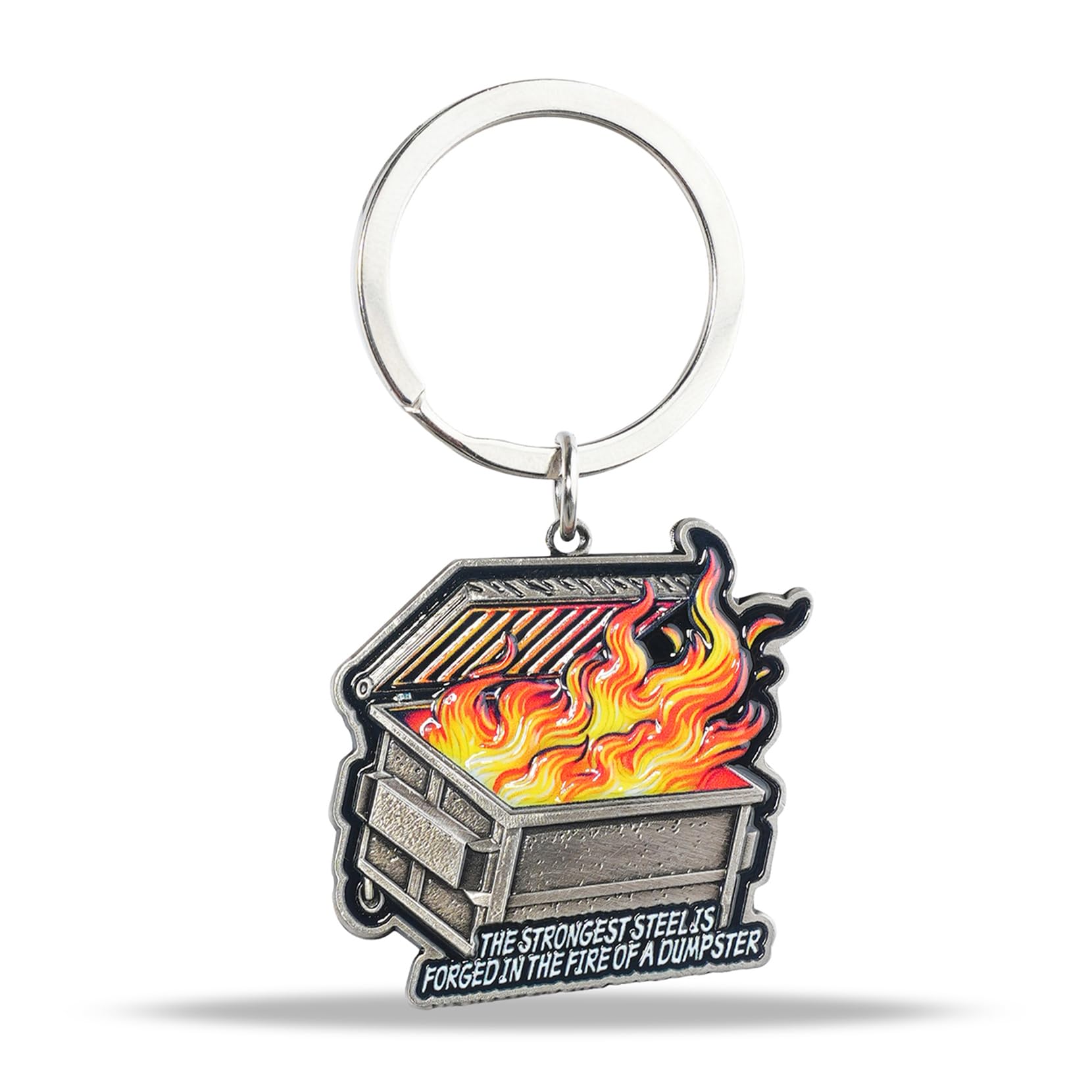 Unique Metal Steel Flame Trash Can Keychain mysite