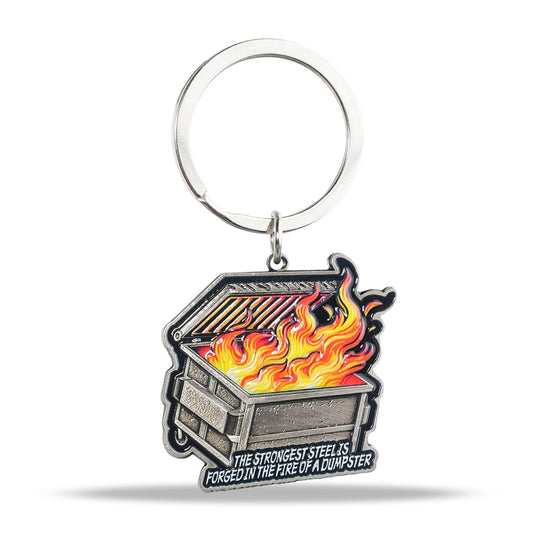 Unique Metal Steel Flame Trash Can Keychain mysite