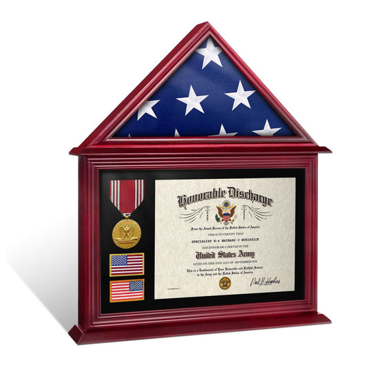 Mahogany Solid Wood Flag Certificate Display Case Box mysite