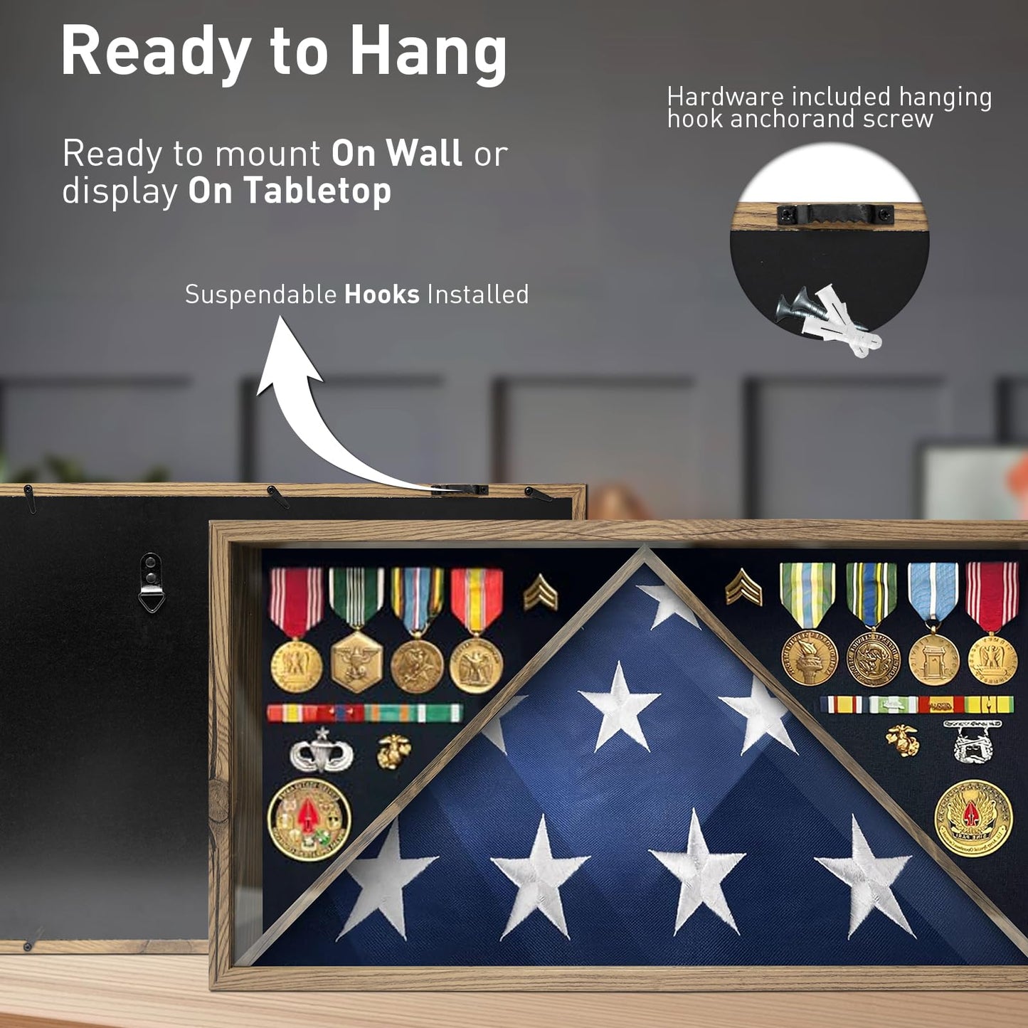 Military Burial Flag Box with HD Tempered Glass and Removable Dividers mysite
