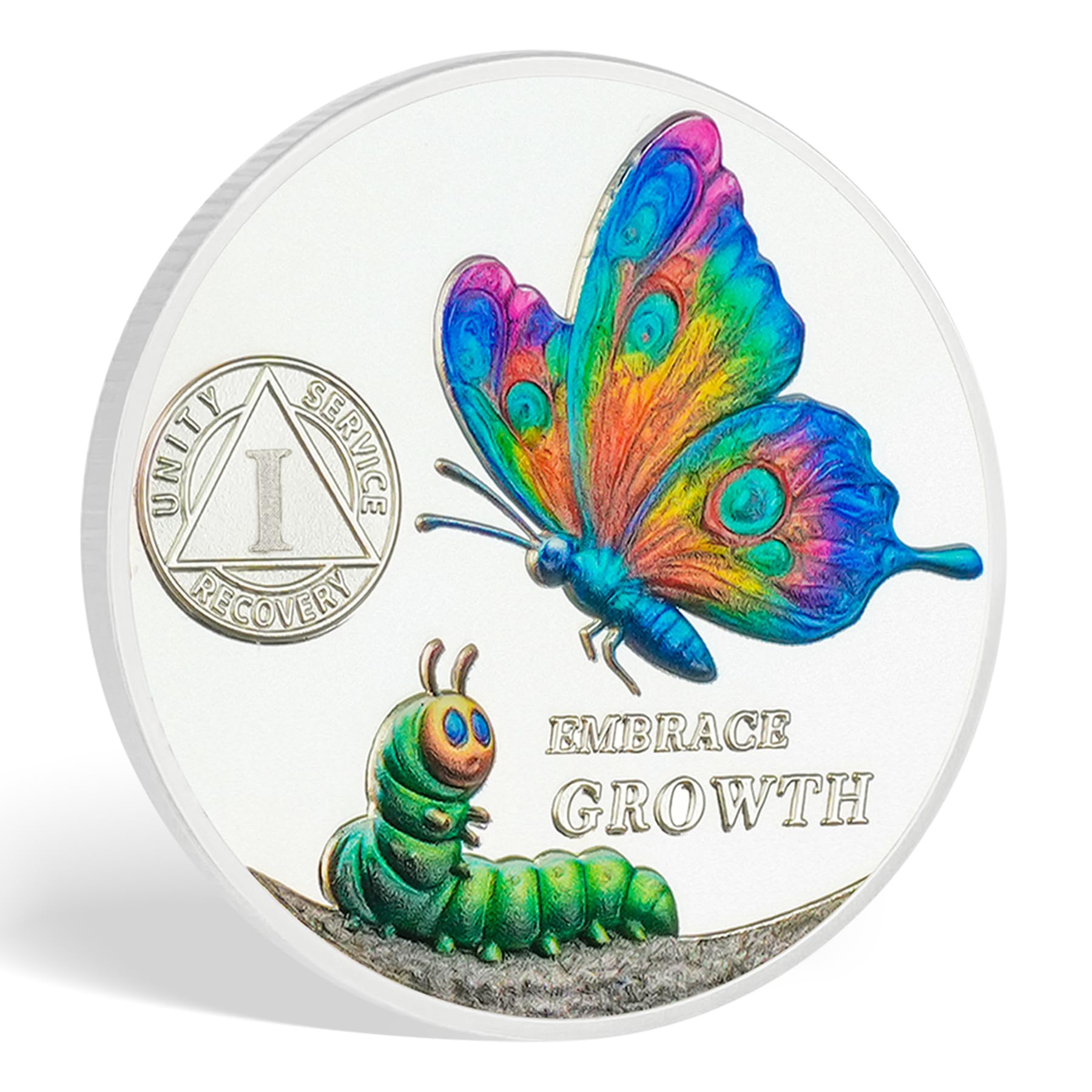 Personalized Cocoon to Butterfly Embrace Growth Sobriety Coin mysite