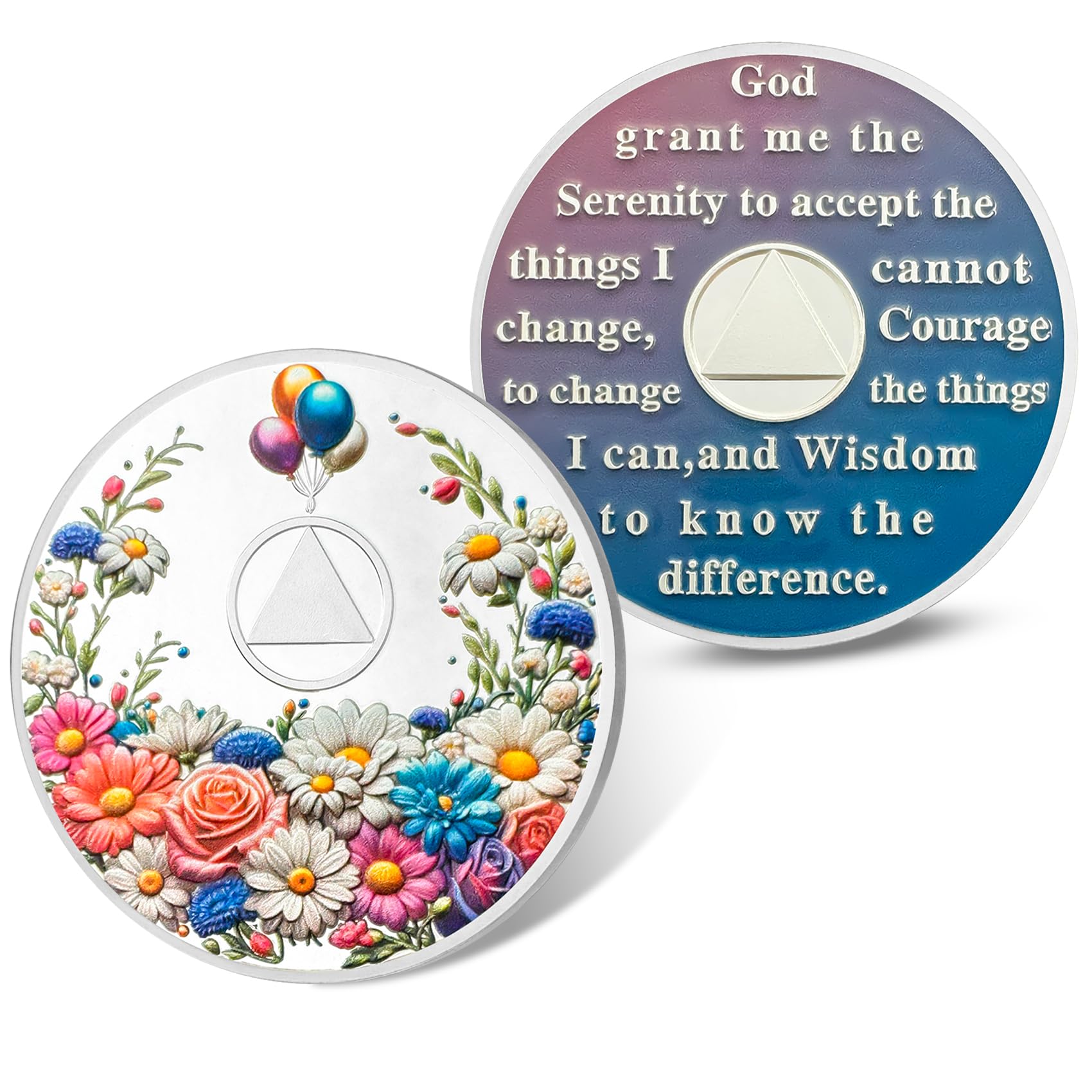 Colorful Floral Sobriety Coin mysite