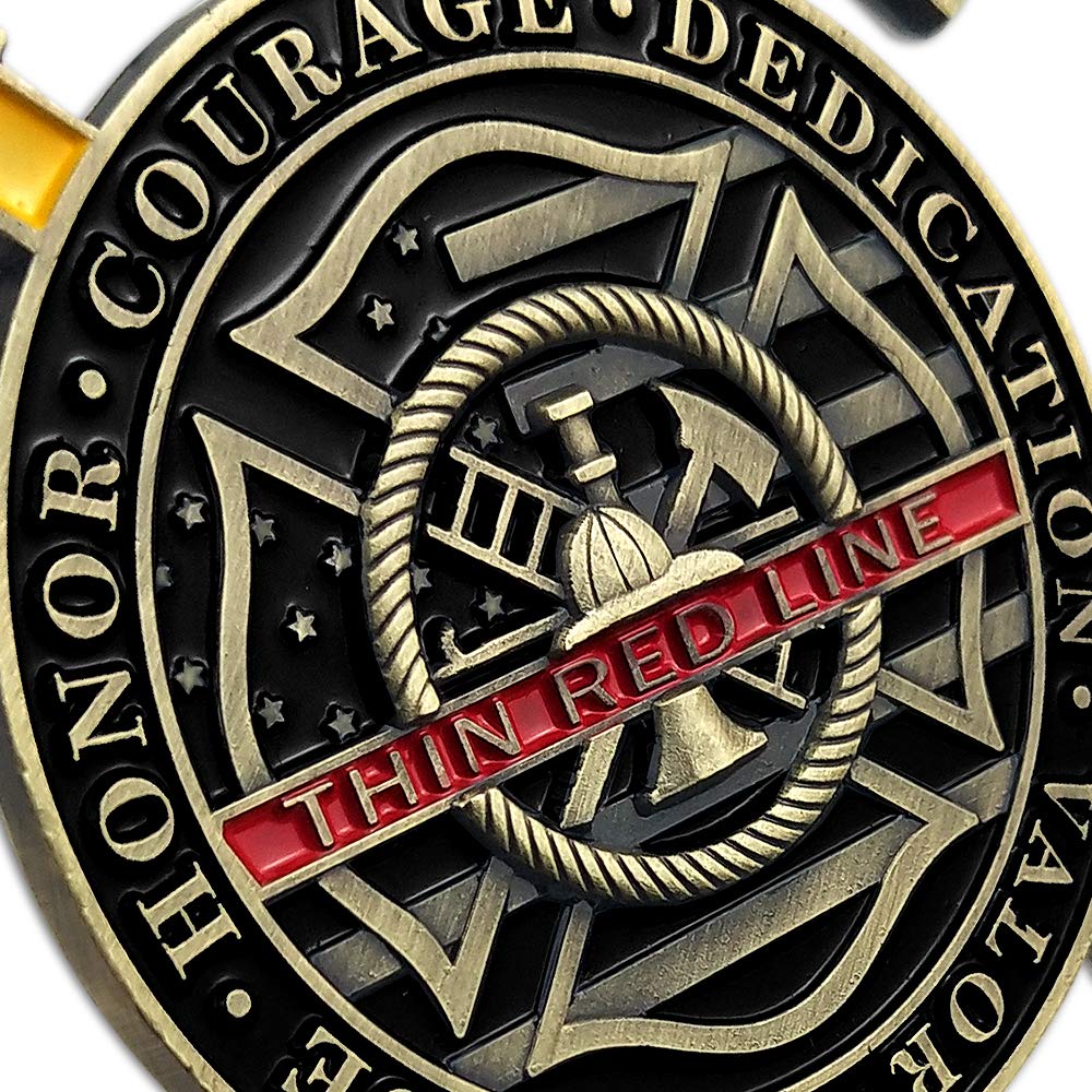Thin Red Line Maltese Cross Firefighting Axes Rescue Fireman Coin mysite