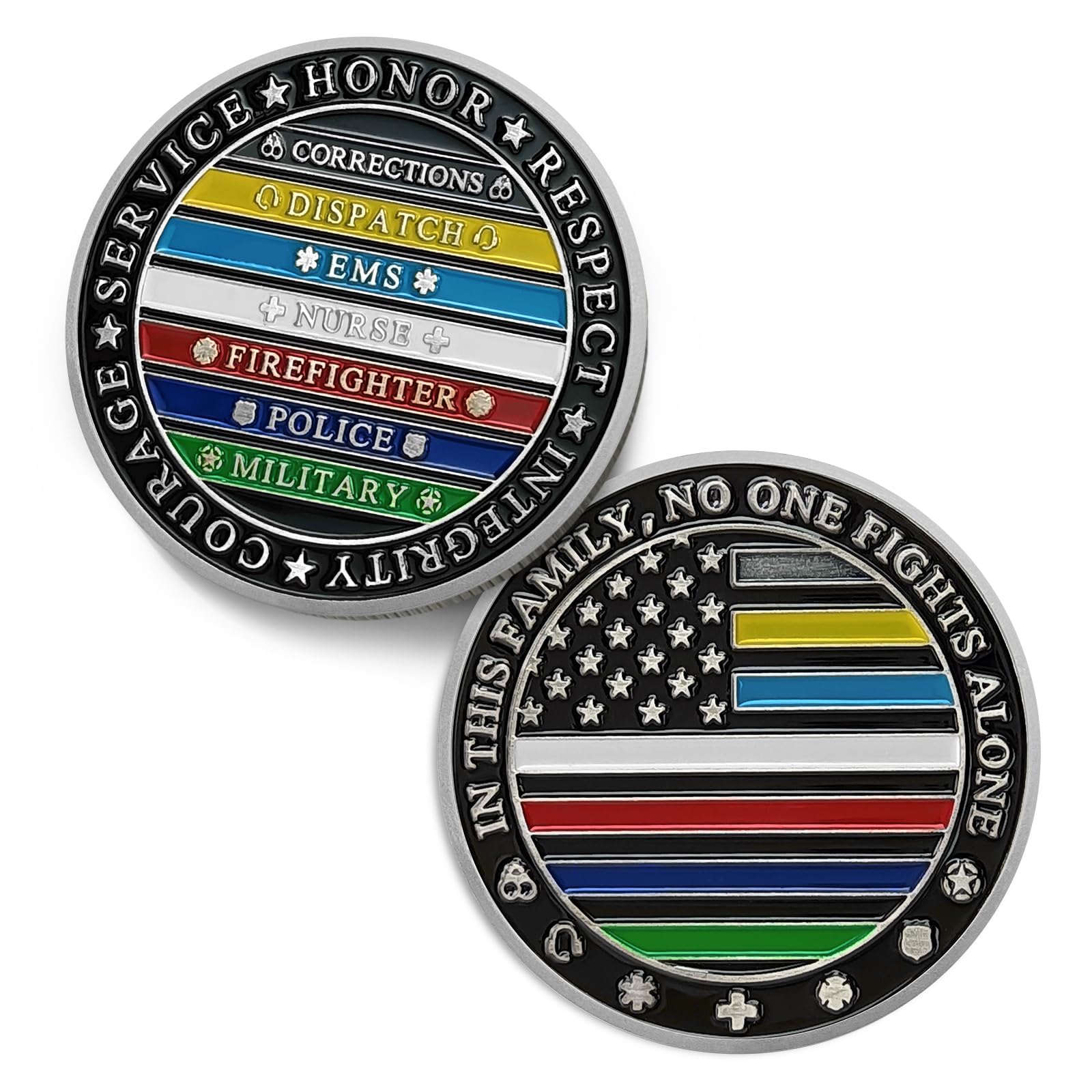 No One Fights Alone Thin Multi Line Law Enforcement Challenge Coin mysite