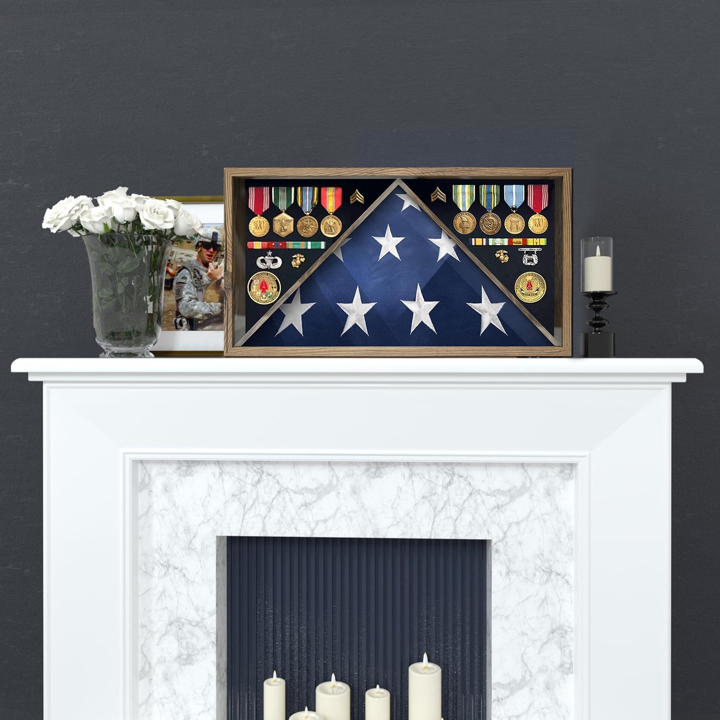 Military Burial Flag Box with HD Tempered Glass and Removable Dividers mysite