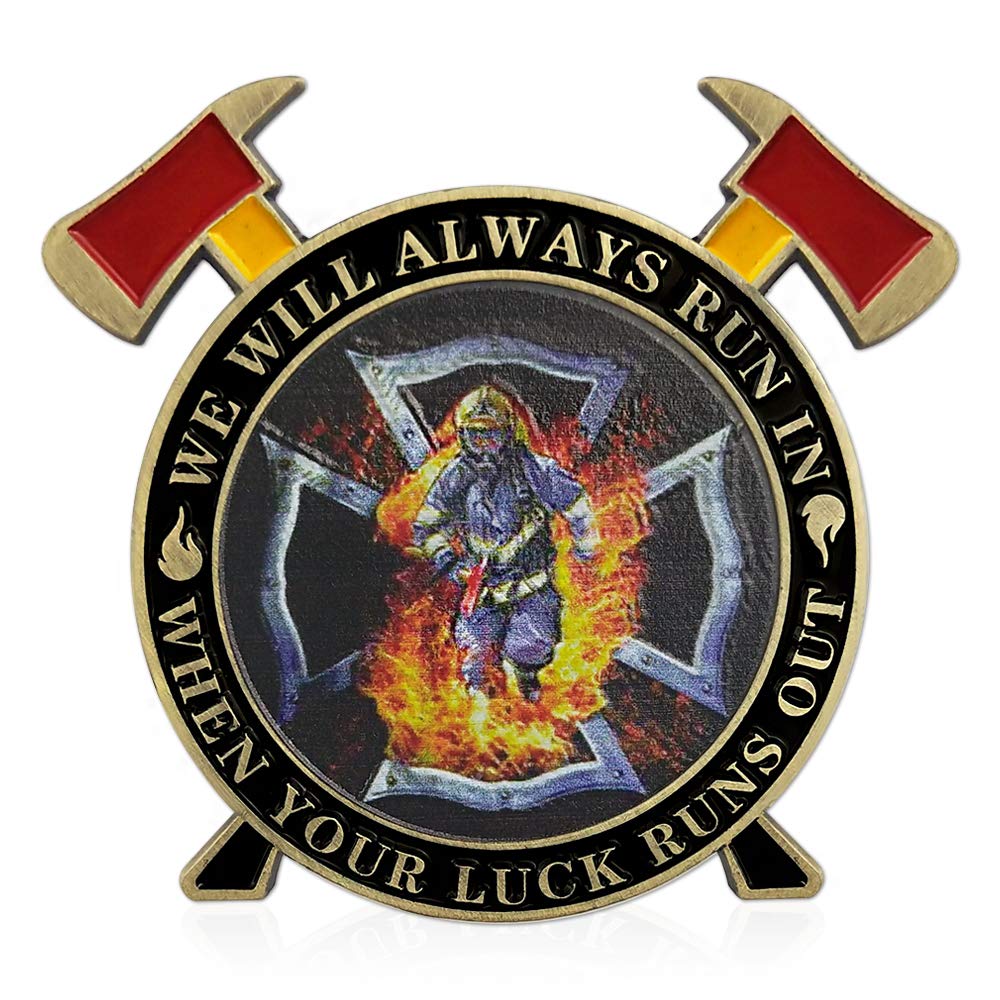 Thin Red Line Maltese Cross Firefighting Axes Rescue Fireman Coin mysite
