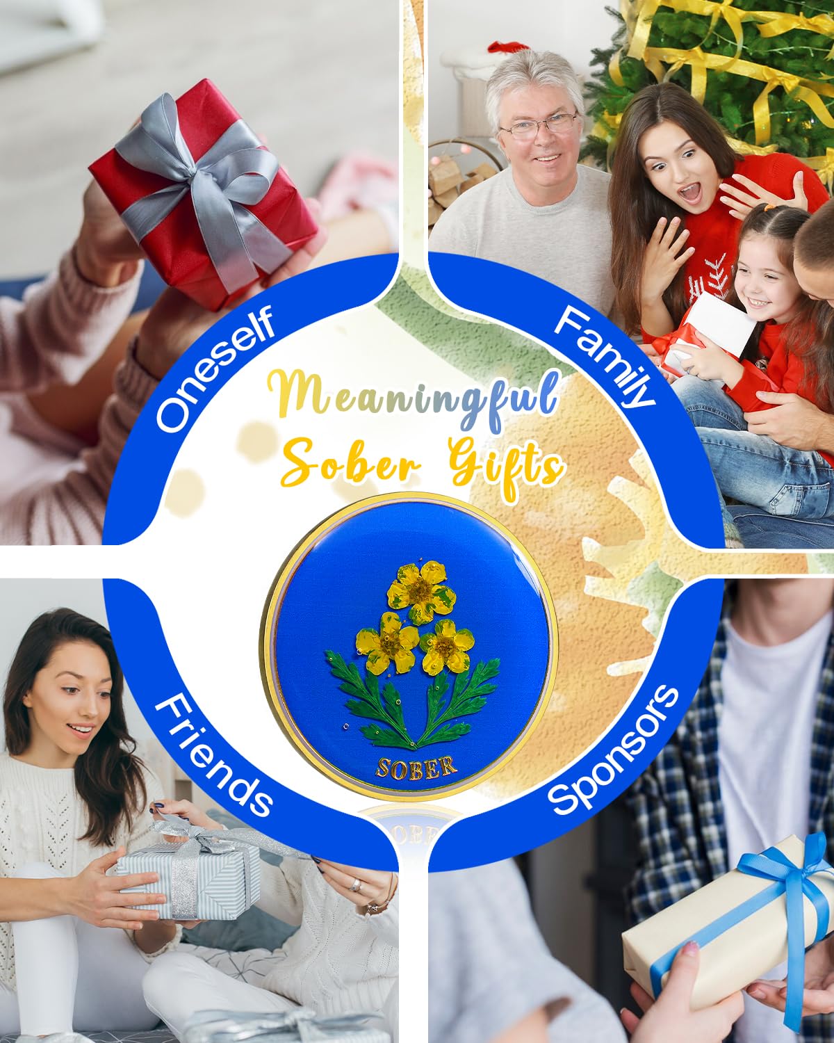 Handmade Daffodil Resin Sobriety Coin mysite