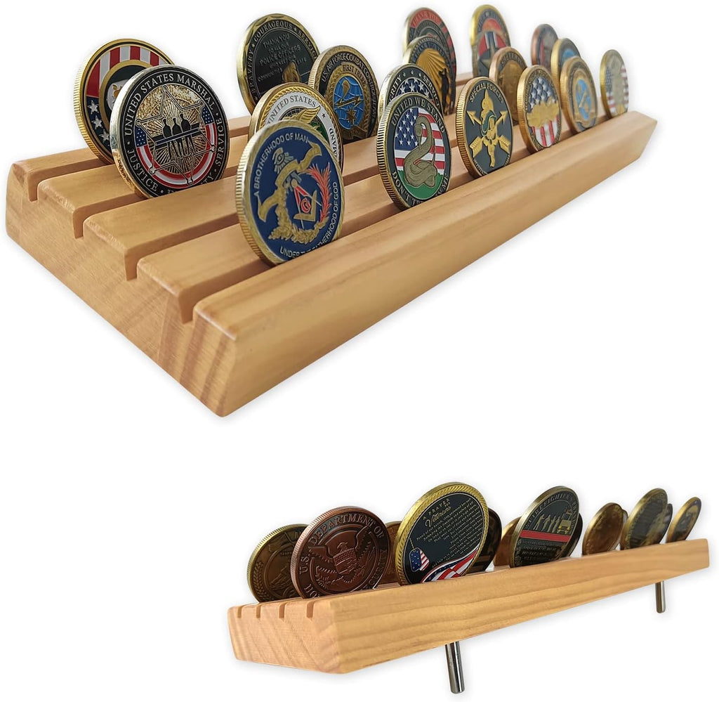 4 Row Solid Wood Small Coins Display Holder Holds 10-12 Coins mysite