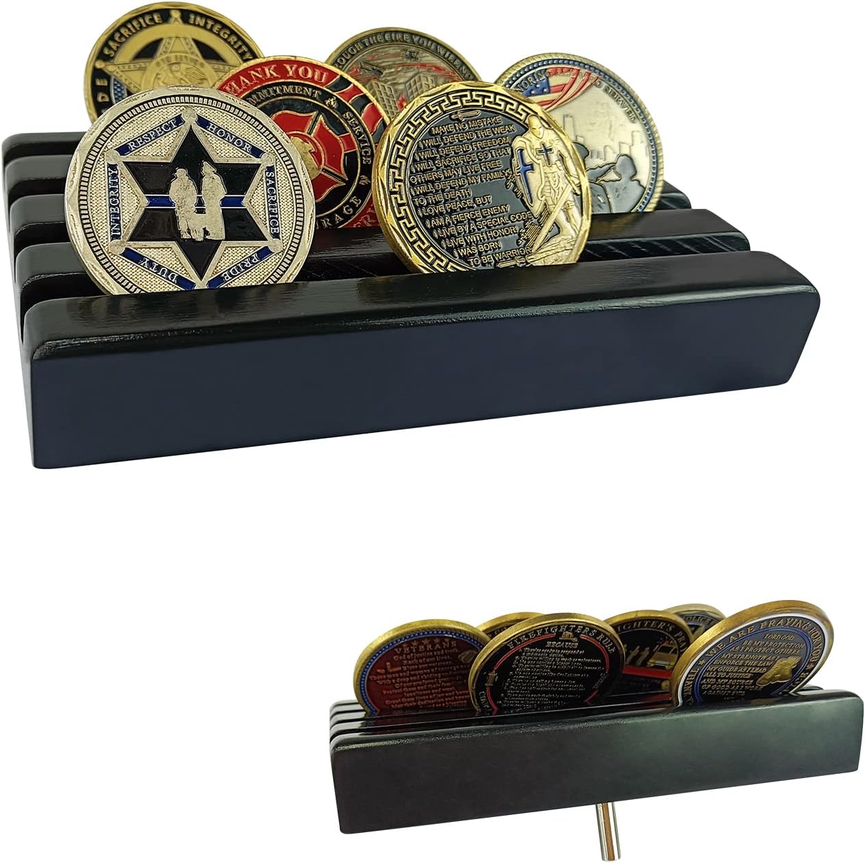 4 Row Solid Wood Small Coins Display Holder Holds 10-12 Coins mysite