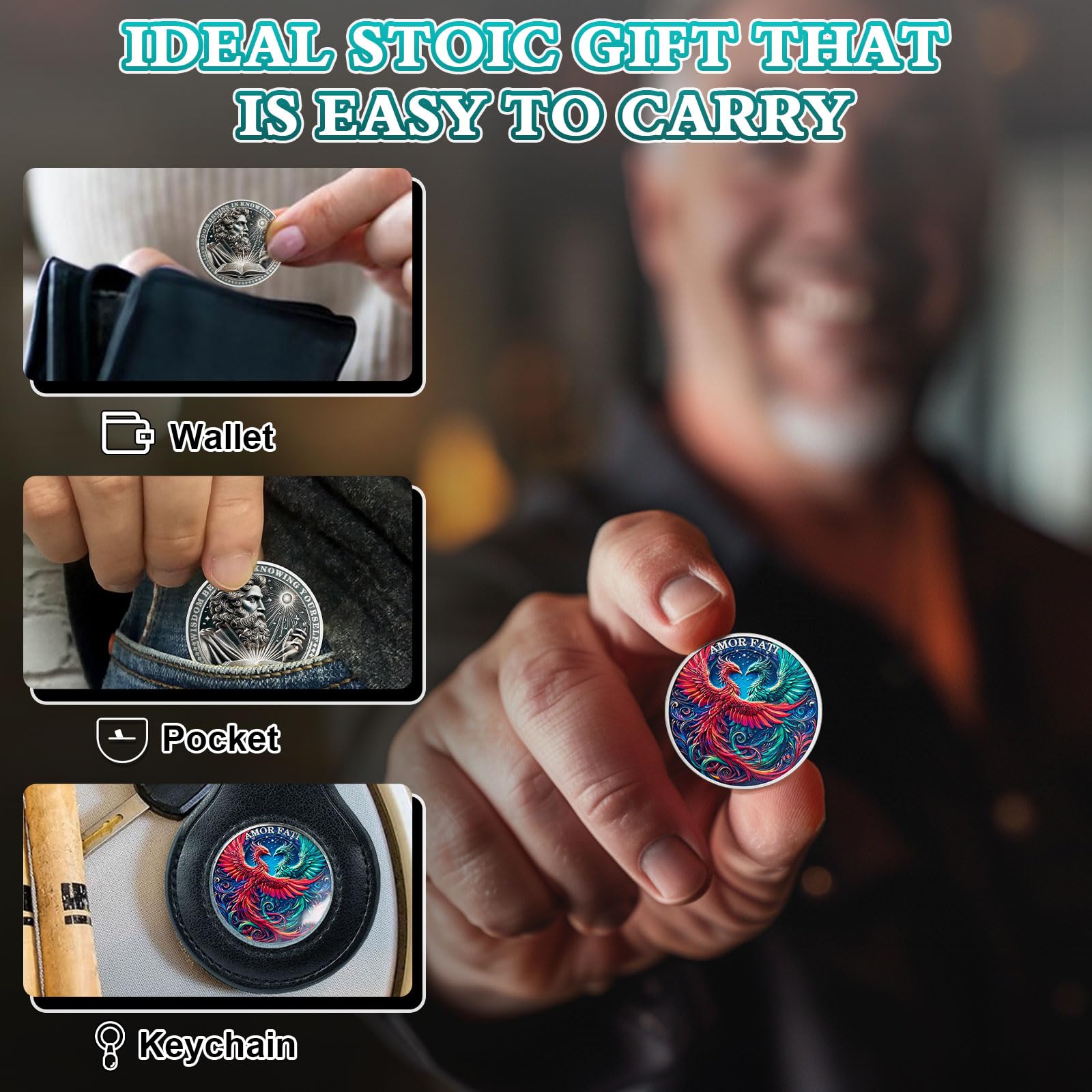 Red and Green Phoenix Momento Mori Stoic Coins Stoicism Coin mysite