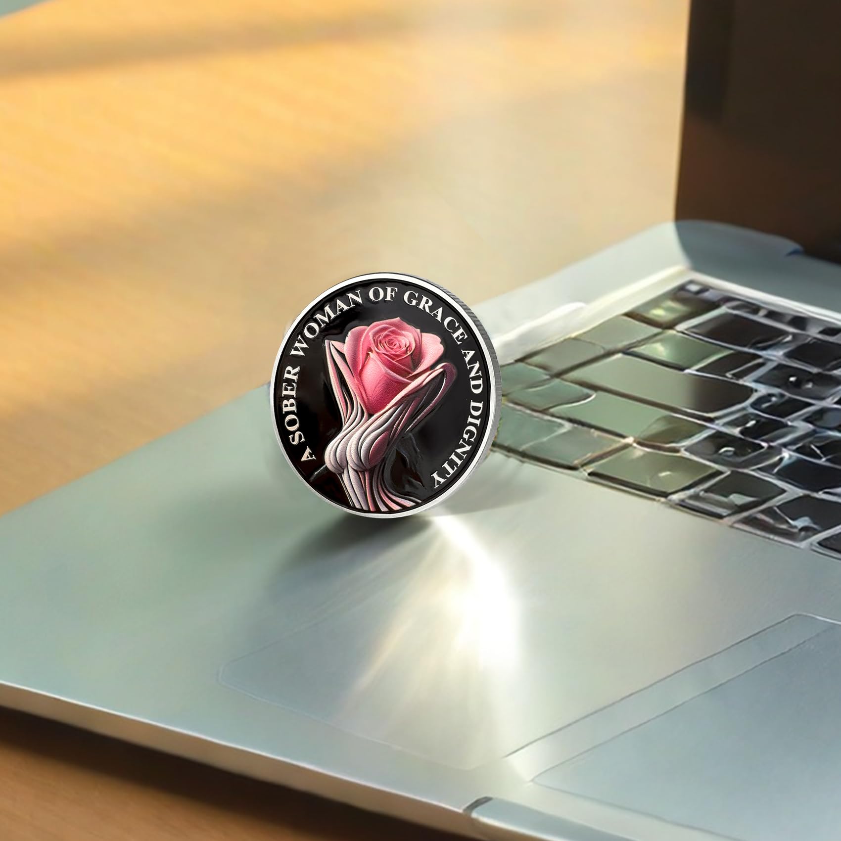 Rose AA Affirmation Sobriety Coins with Serenity Prayer mysite