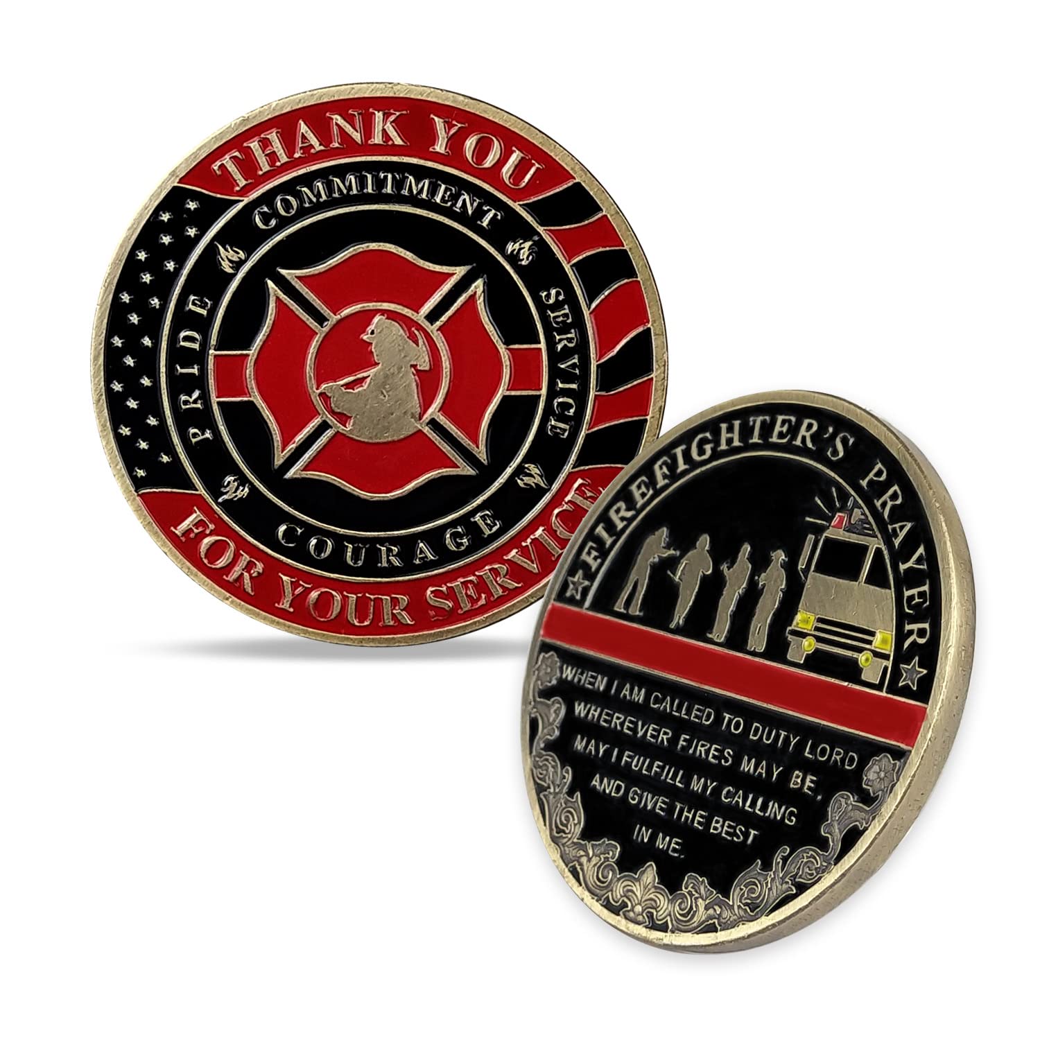 Thin Red Line Firefighter's Prayer Challenge Coin mysite