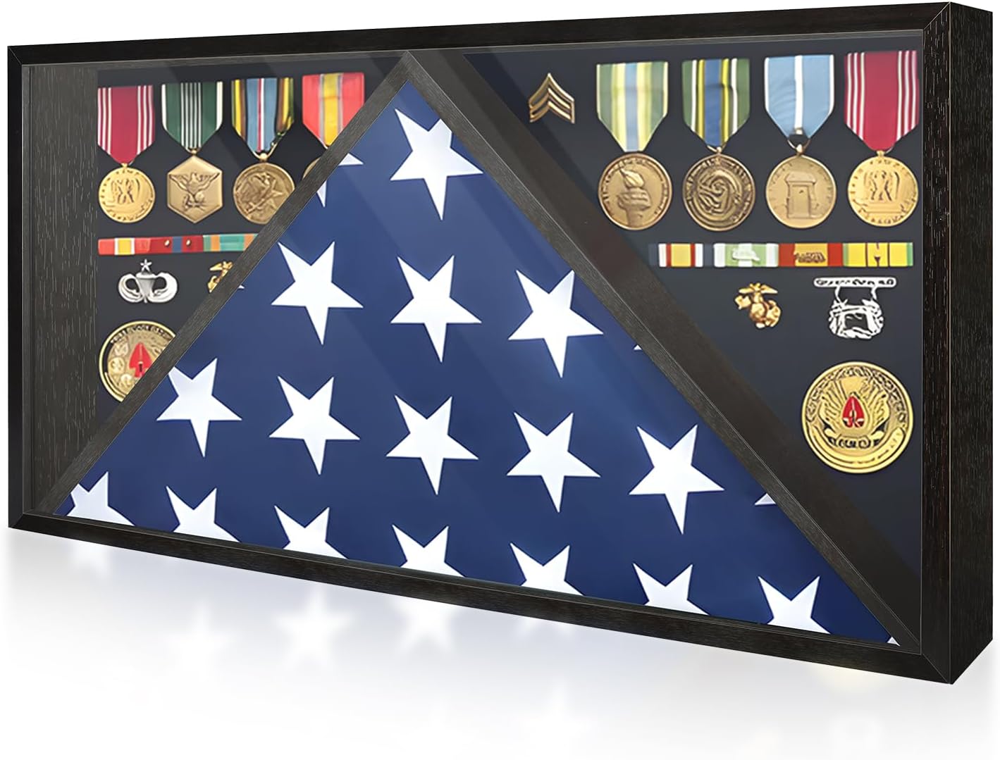 Military Burial Flag Box with HD Tempered Glass and Removable Dividers mysite