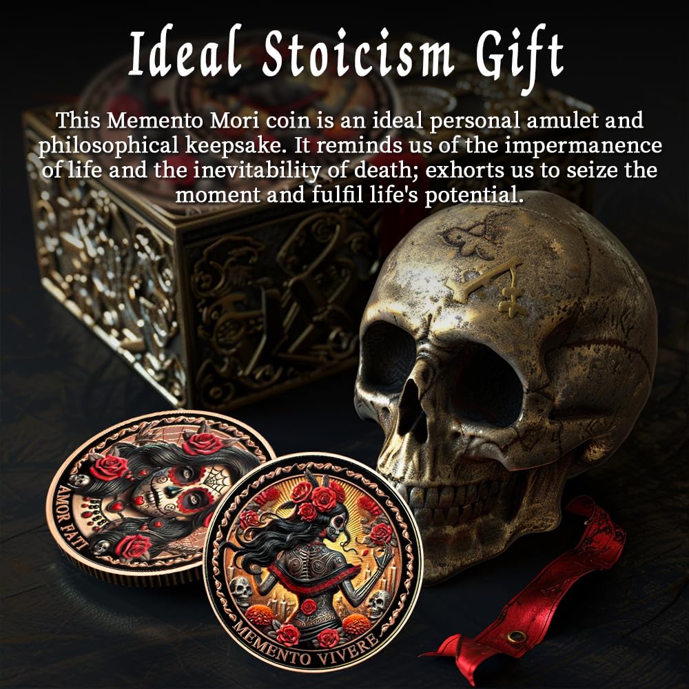 Amor Fati Day of The Dead Inspired Daily Stoic Reminder Memento Challenge Coin mysite