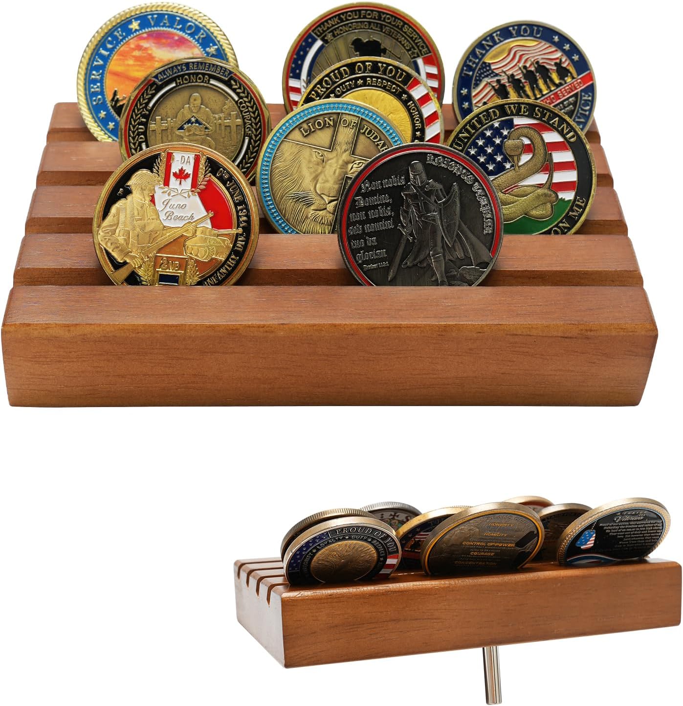 4 Row Solid Wood Small Coins Display Holder Holds 10-12 Coins mysite