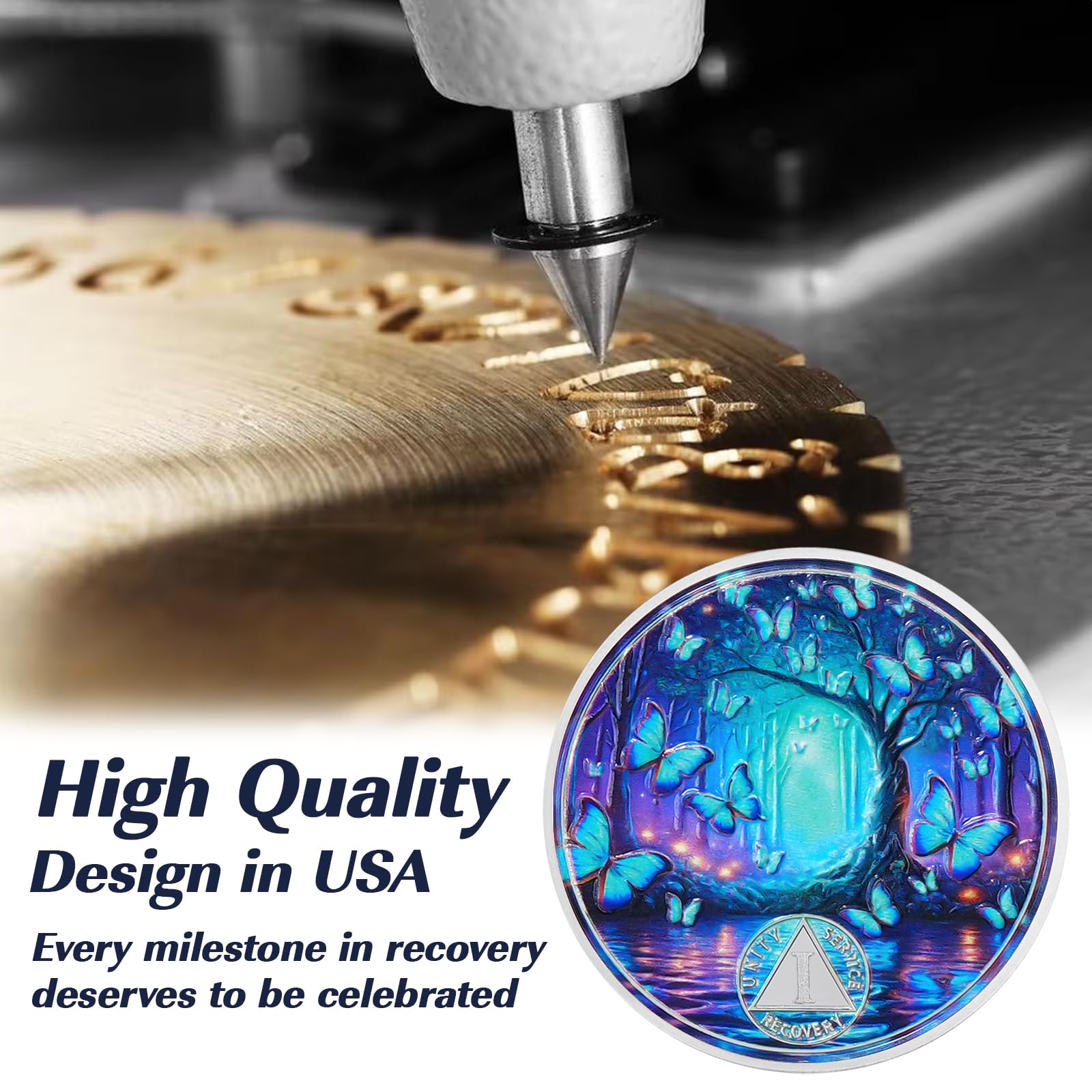 Personalized Butterfly Forest Sobriety Coin mysite