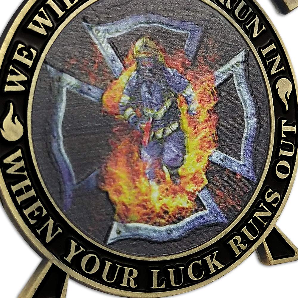 Thin Red Line Maltese Cross Firefighting Axes Rescue Fireman Coin mysite