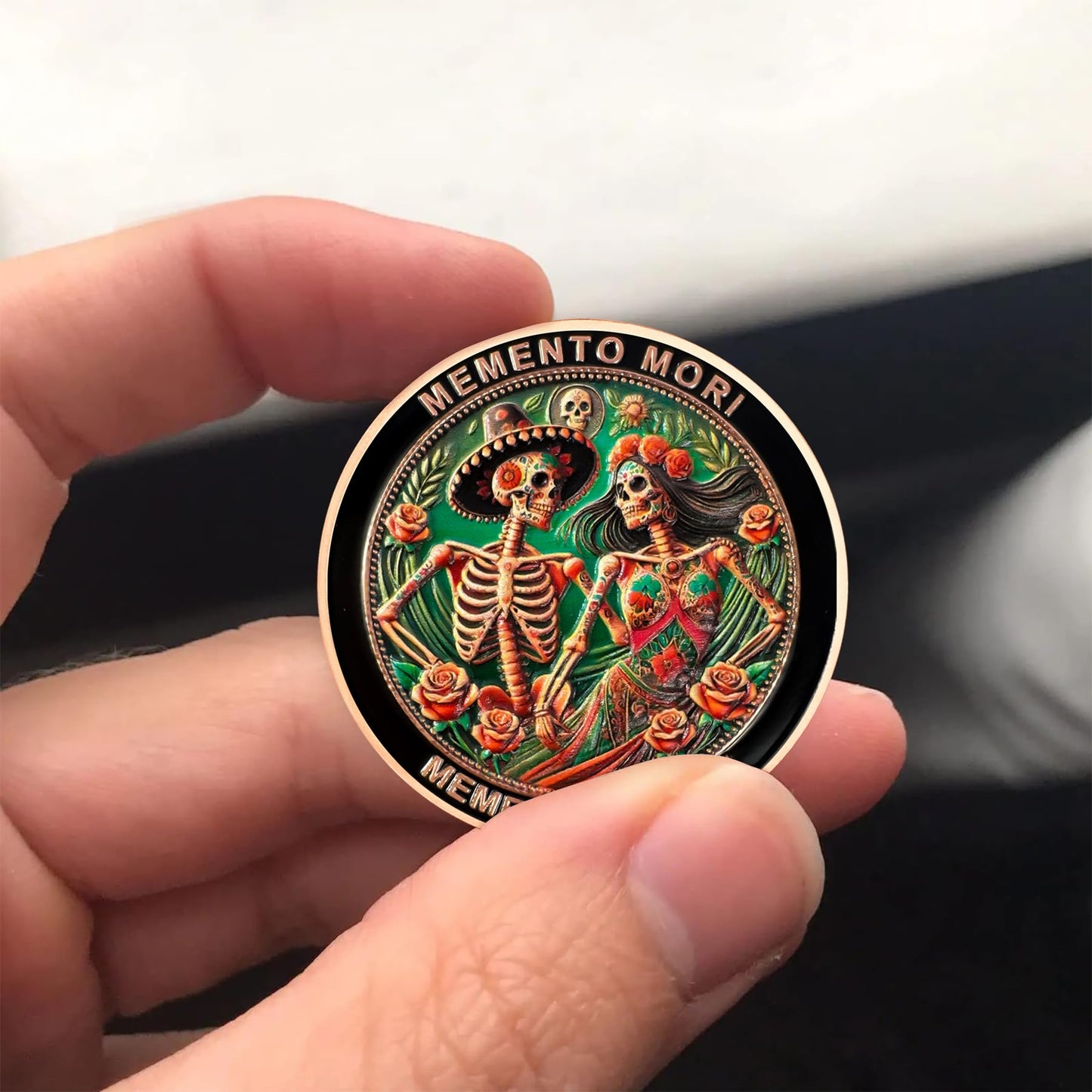 Eternal Love & Remembrance Skeleton Couple Dia de Los Muertos Memento Mori Coin mysite