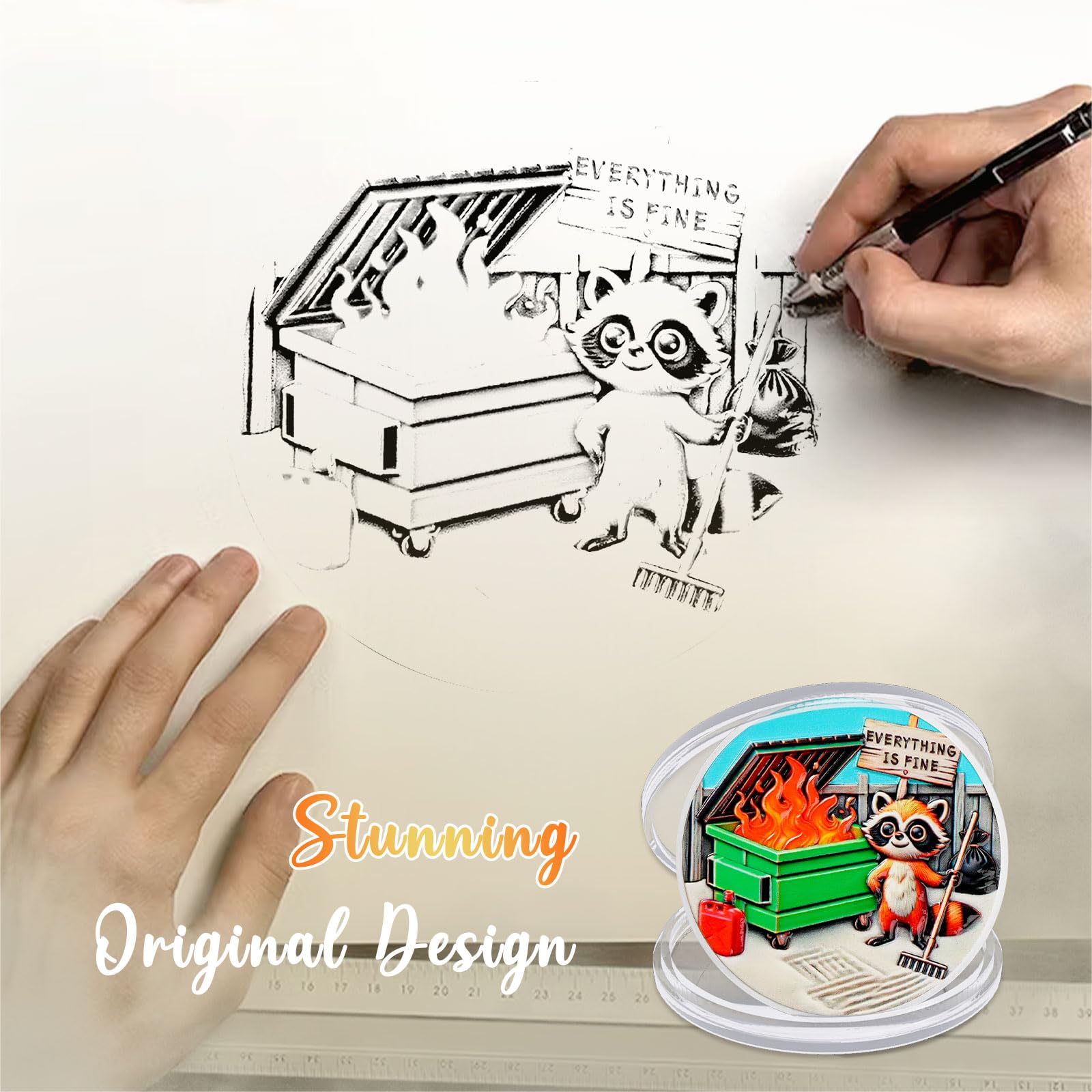 Inspirational Everything is Fine Dumpster Fire Zen Garden Coin mysite