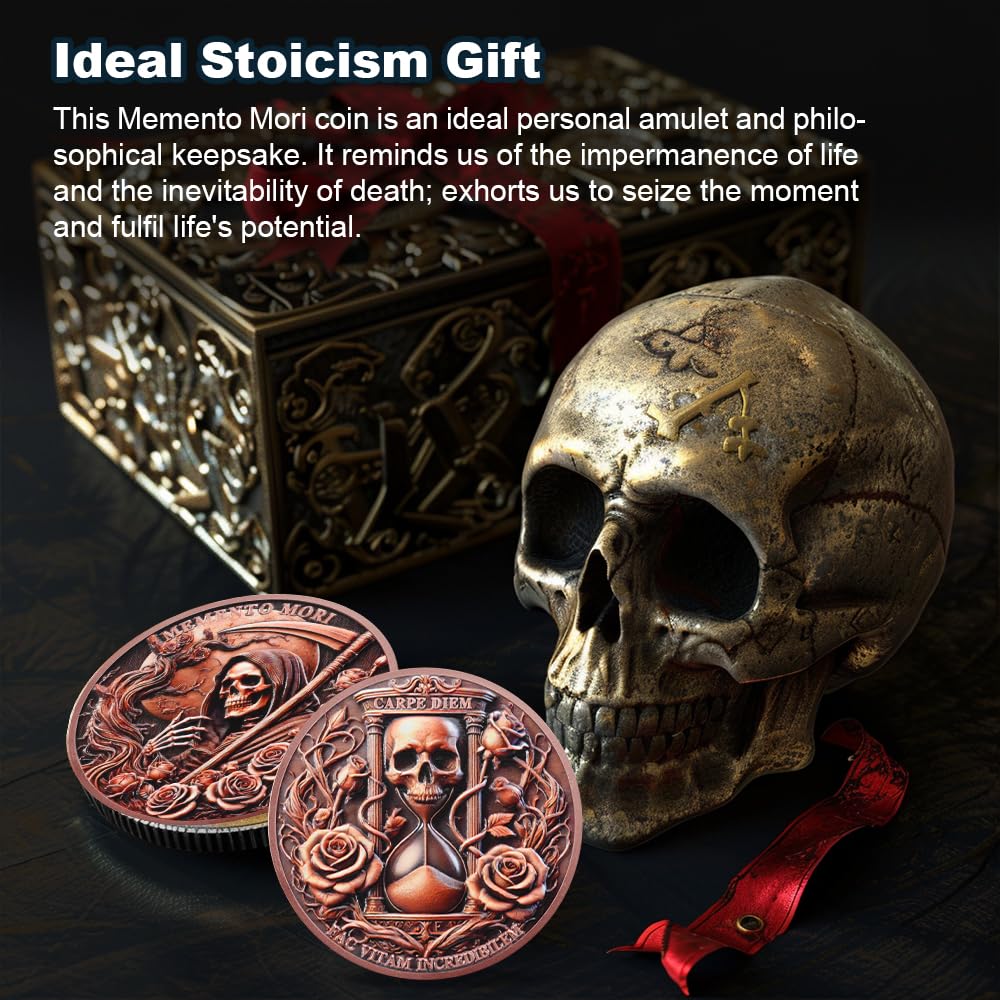 Stoic Reminder Memento Mori Coin Skull Challenge Coins mysite