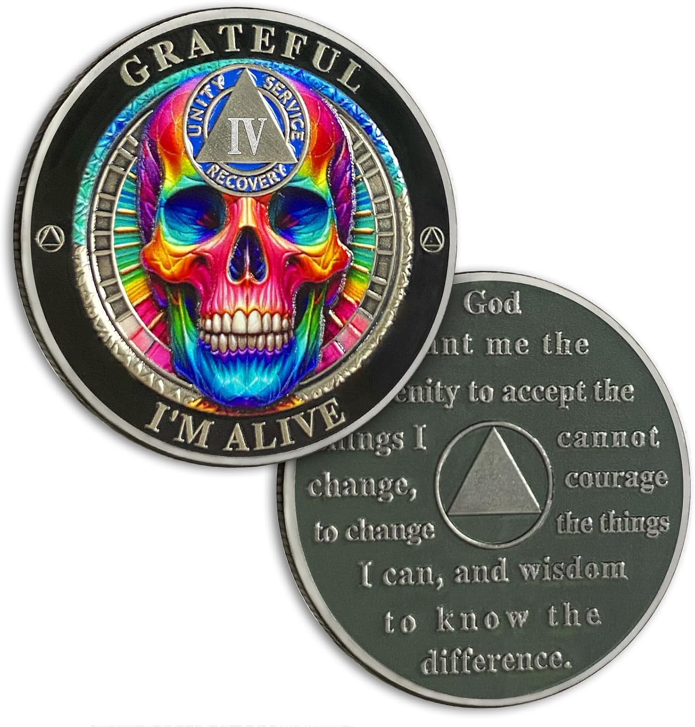 Personalized Rainbow Skull Sobriety Coin mysite
