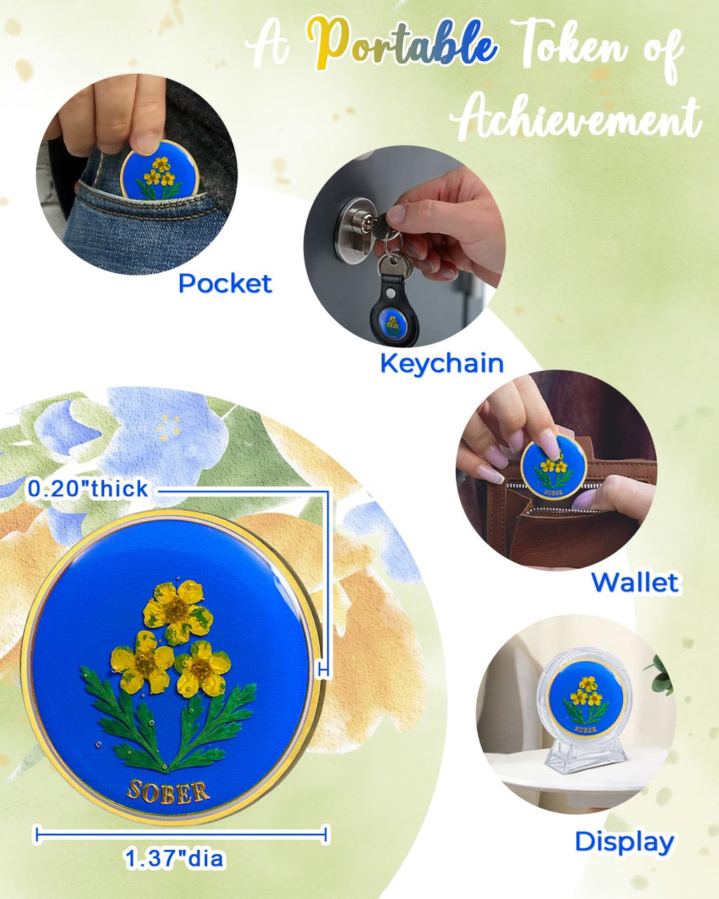 Handmade Daffodil Resin Sobriety Coin mysite