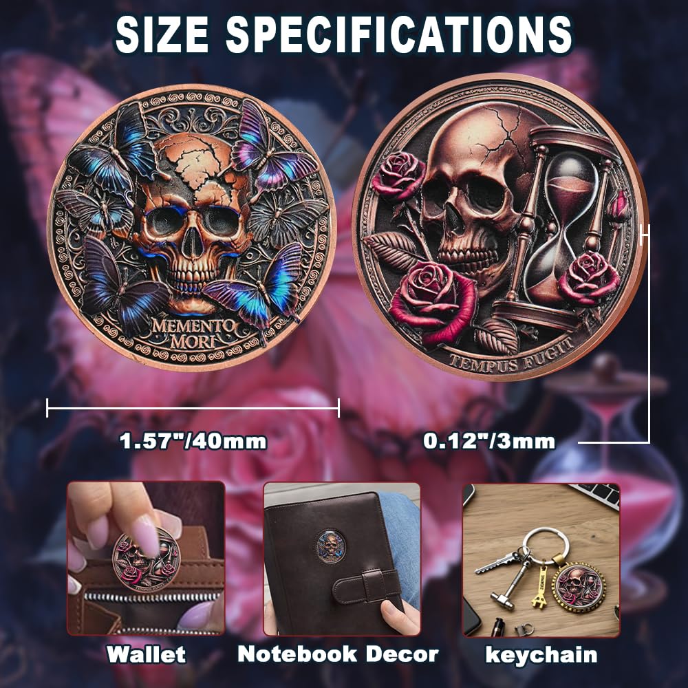 Tempus Fugit Inspirational Stoicism Memento Mori Coin Skull Challenge Coins mysite