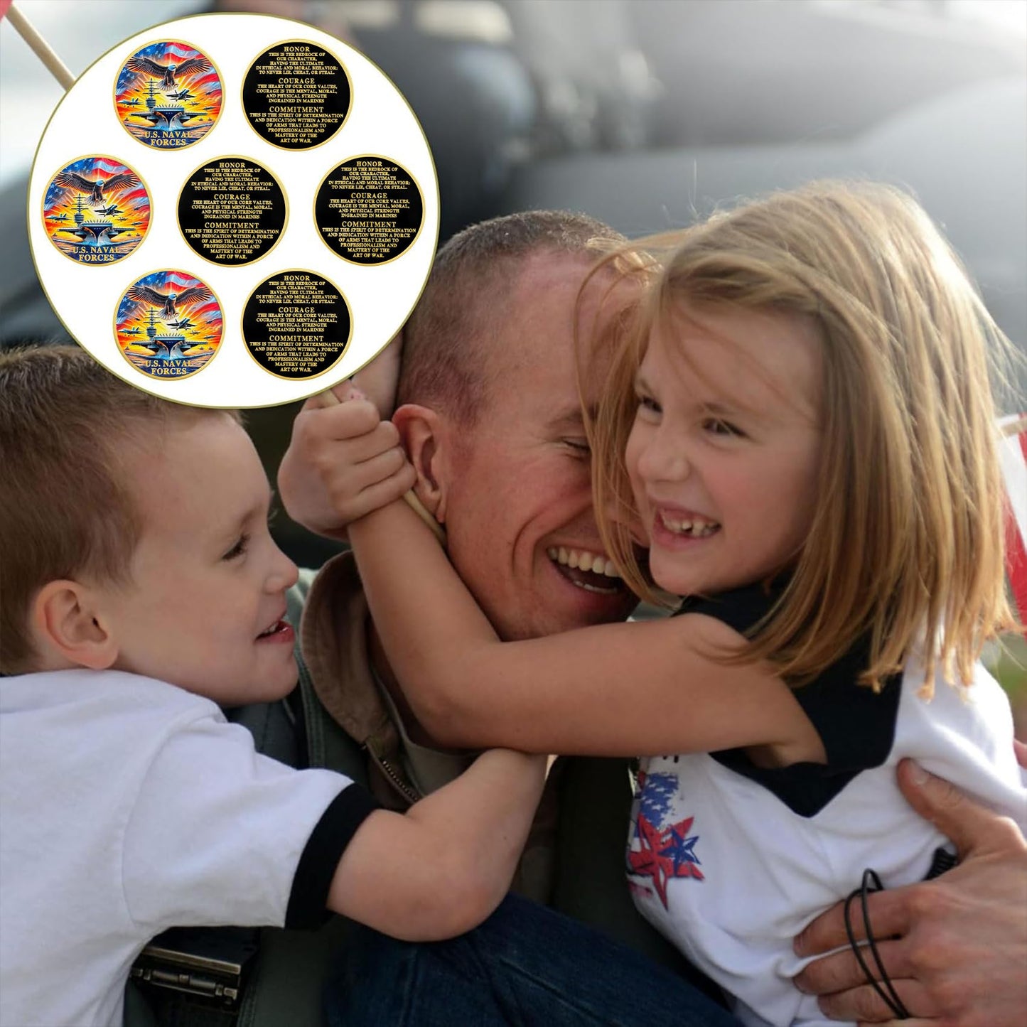 U.S. Naval Forces Veterans Navy Coin with Aircraft Carrier Eagle Military Core Values Tribute mysite