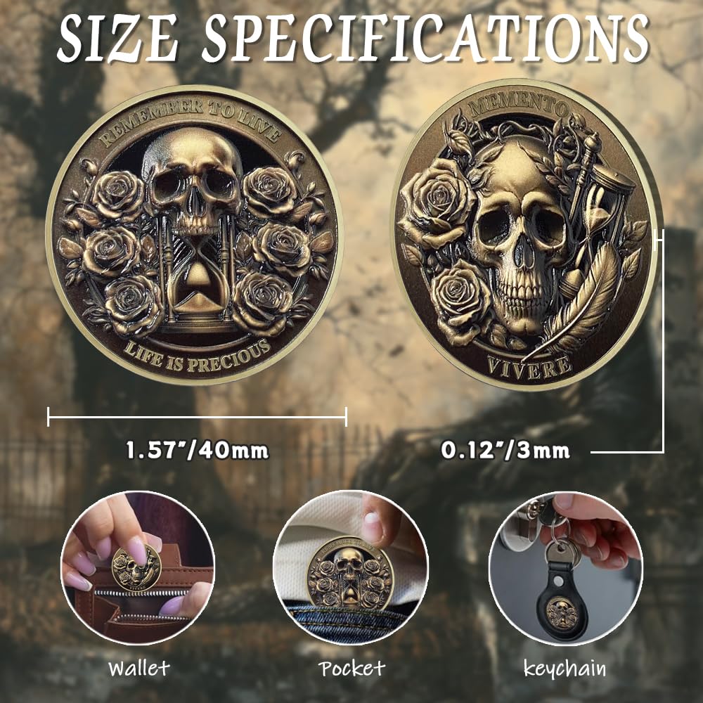 Inspirational Stoicism Memento Skull Challenge Coins mysite