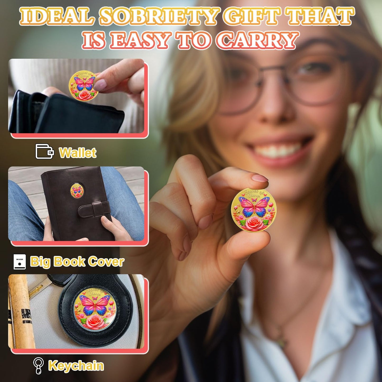 Exquisite Butterfly Secret of Change Sobriety Coin mysite