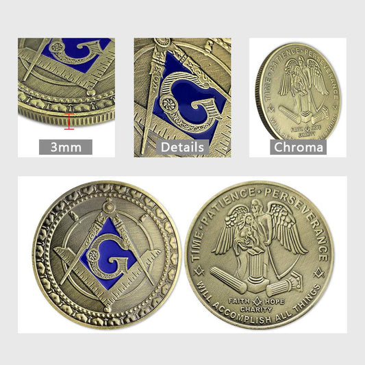 Masonic Square & Compass Freemasonry Angel Master Mason Blue Lodge Challenge Coin mysite