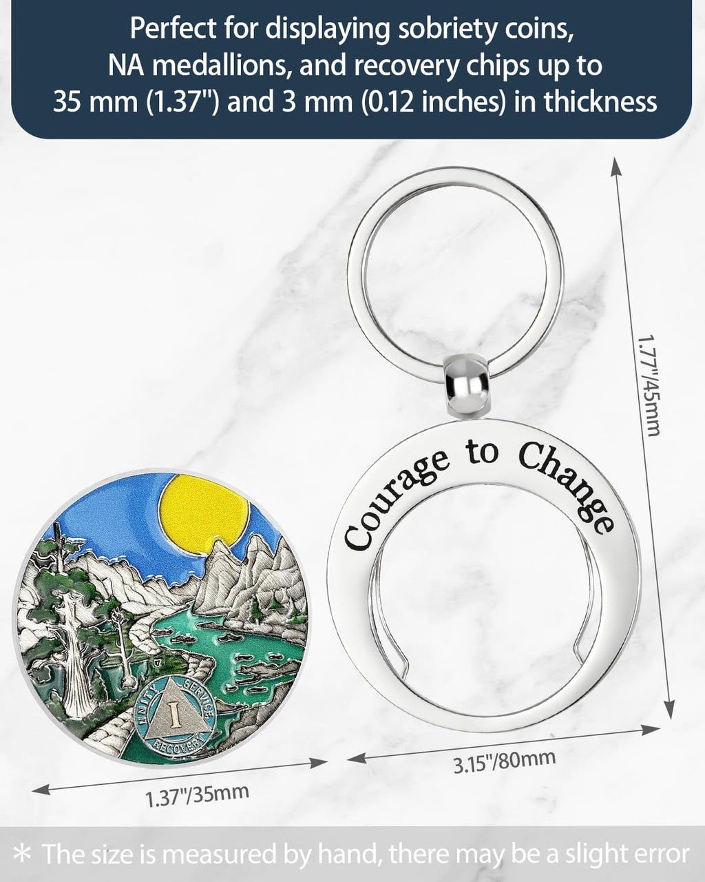 Courage to Change Stainless Steels Coin Keychain Holder mysite