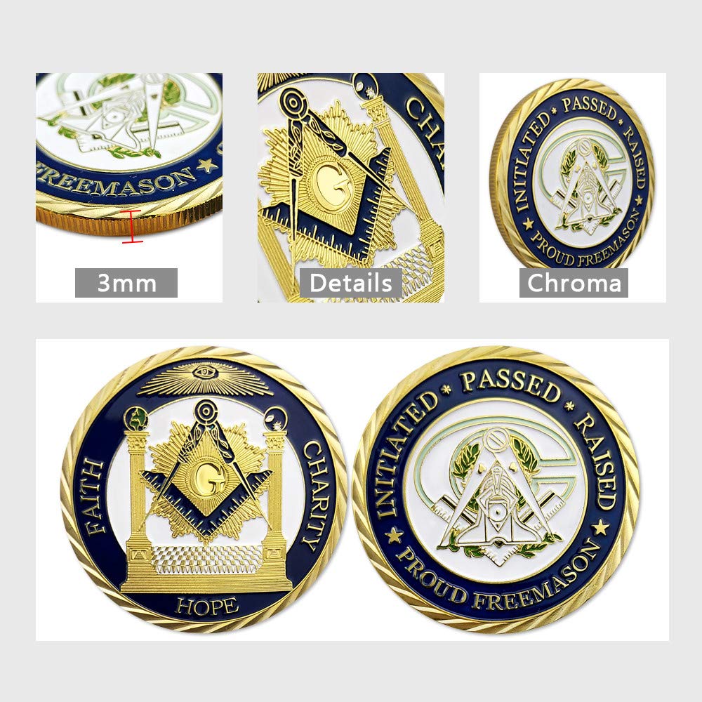 Master Mason Masonic Gift-Faith Hope Charity Gold Plated Proud Freemason Challenge Coin mysite