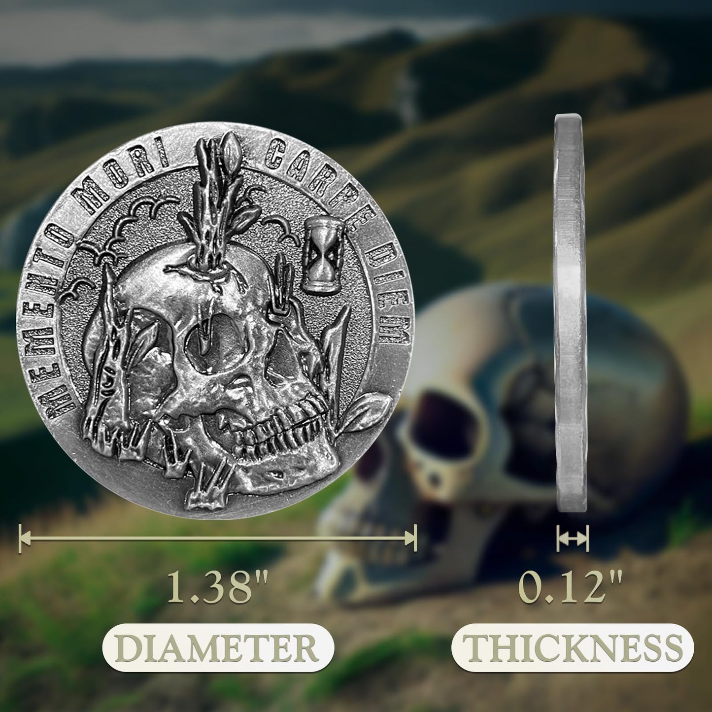 Memento Mori Coin Memento Vivere Skull Token Carpe Diem Reminder mysite