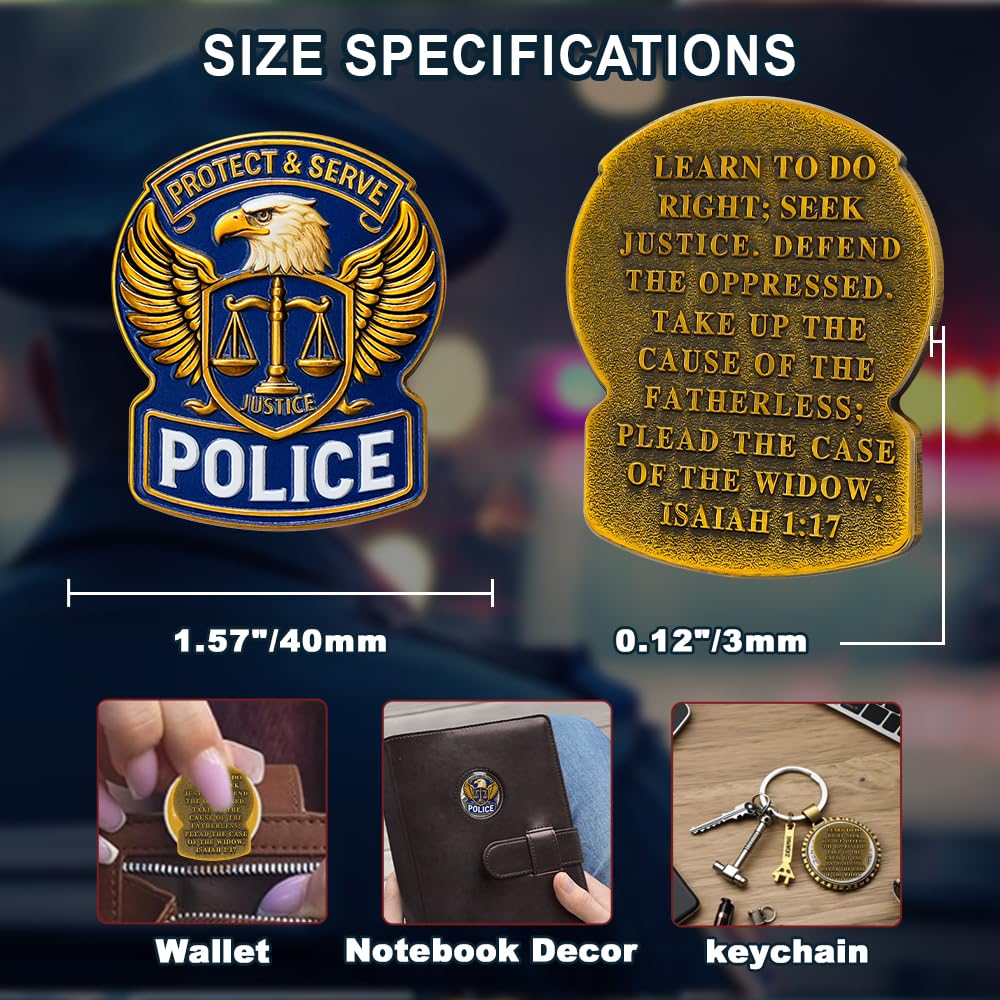 US Police Challenge Coin Scales of Justice-Isaiah 1:17 Bible Verse mysite