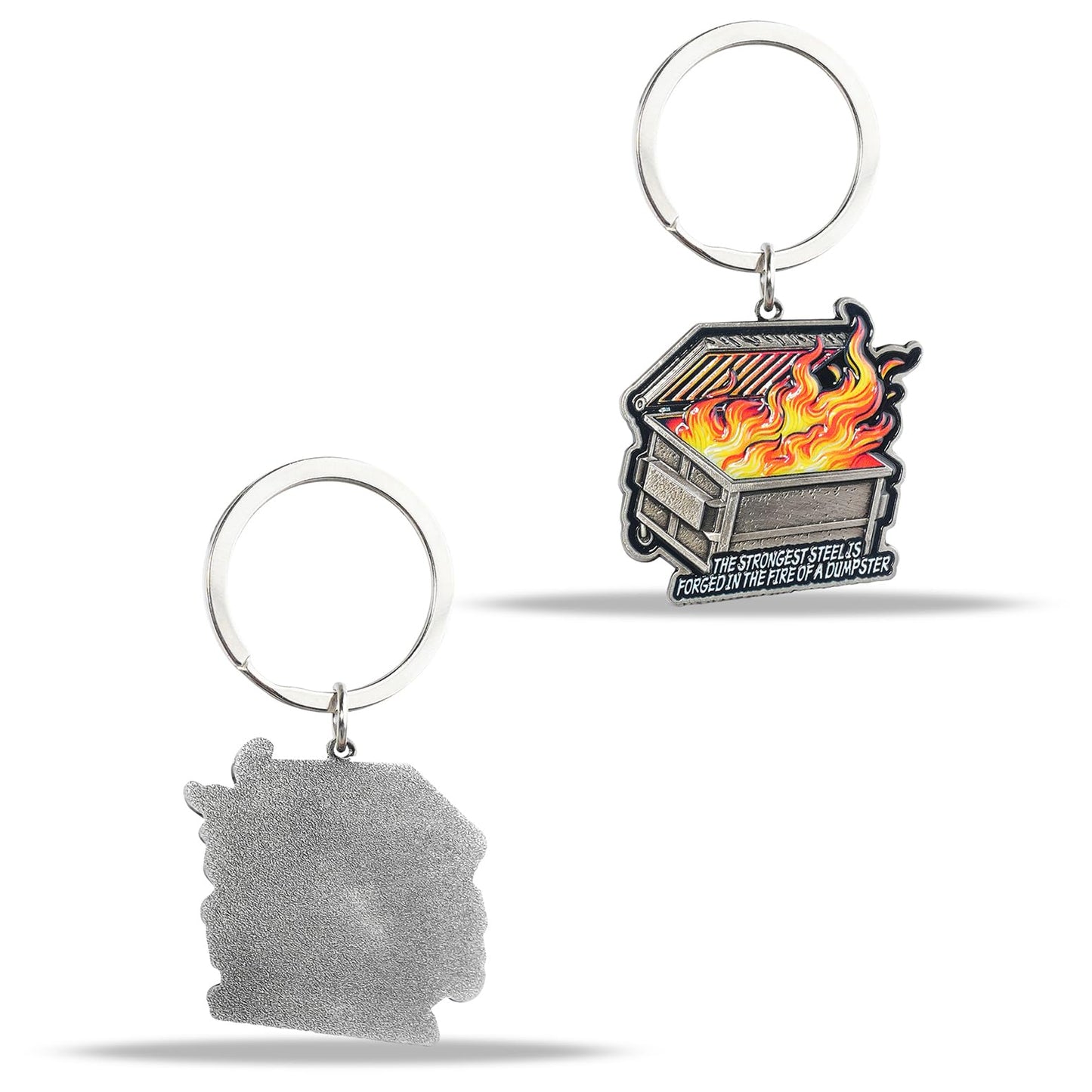 Unique Metal Steel Flame Trash Can Keychain mysite