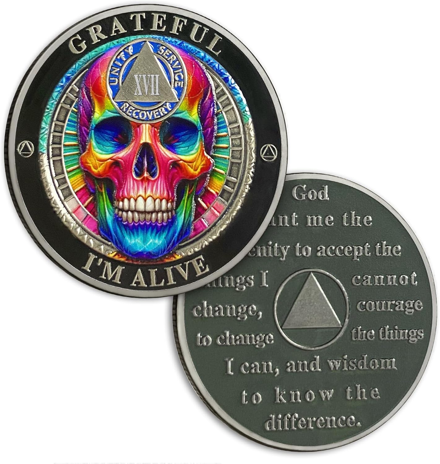Personalized Rainbow Skull Sobriety Coin mysite