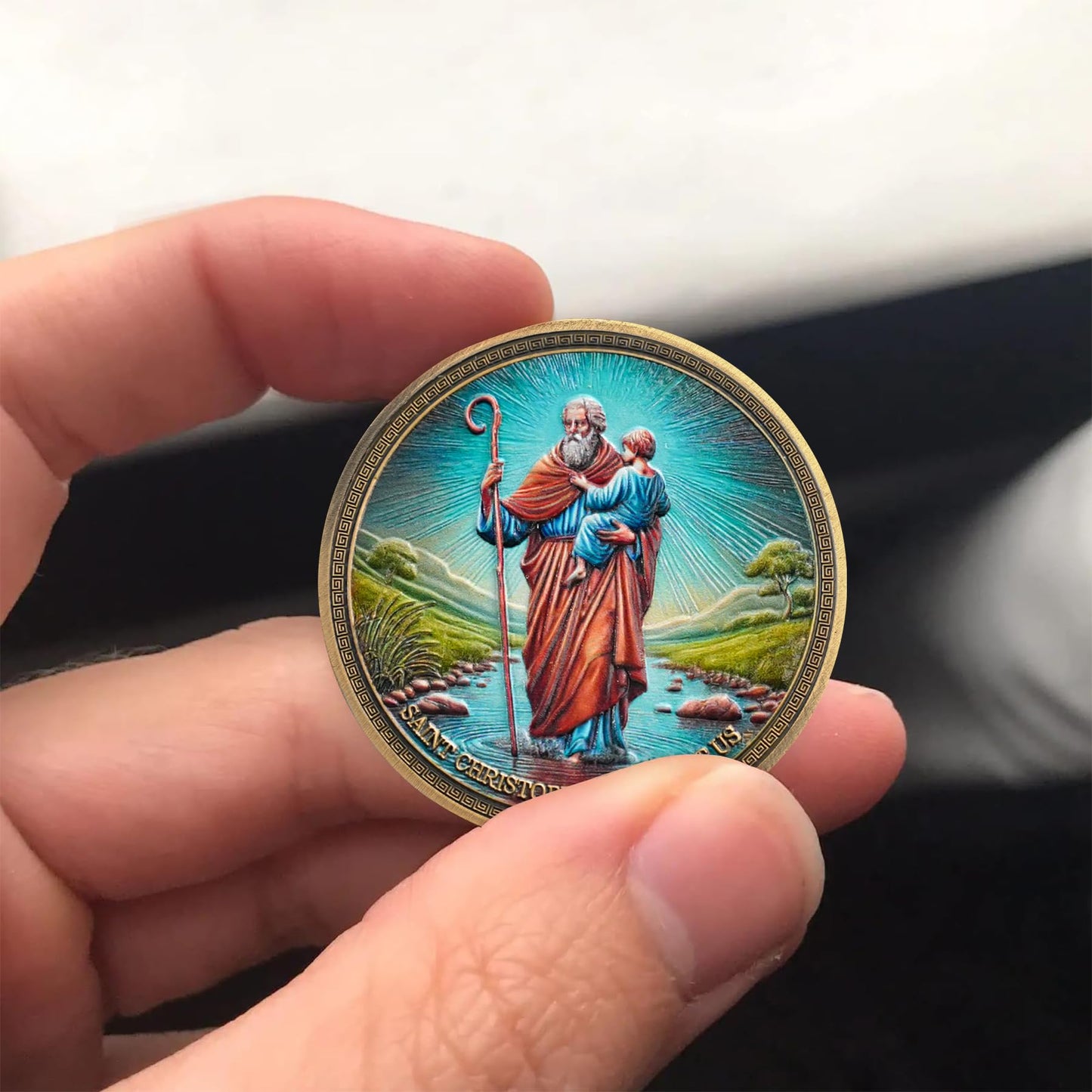 Saint Christopher Christian Challenge Coin with Prayer for Protection mysite