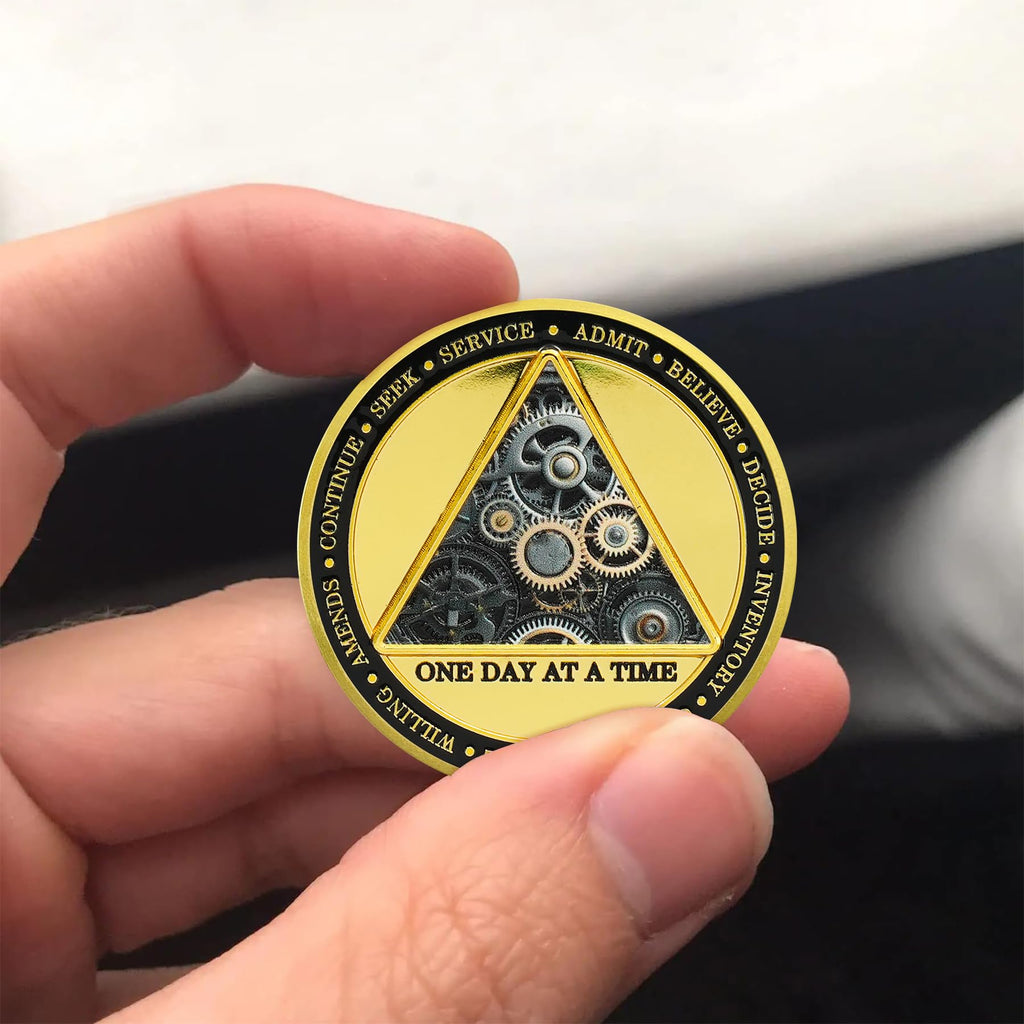 Clock & Gear Design 12 Steps Sobriety Coin mysite