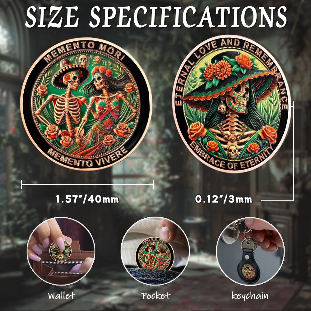 Eternal Love & Remembrance Skeleton Couple Dia de Los Muertos Memento Mori Coin mysite