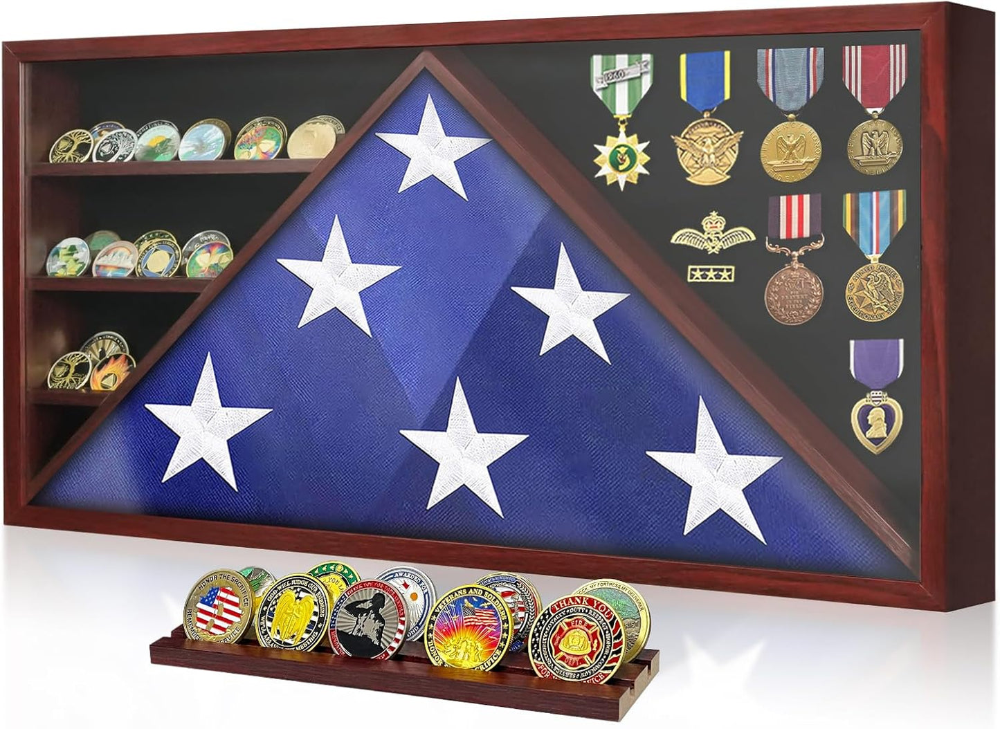 Military Burial Flag Box with HD Tempered Glass and Removable Dividers mysite