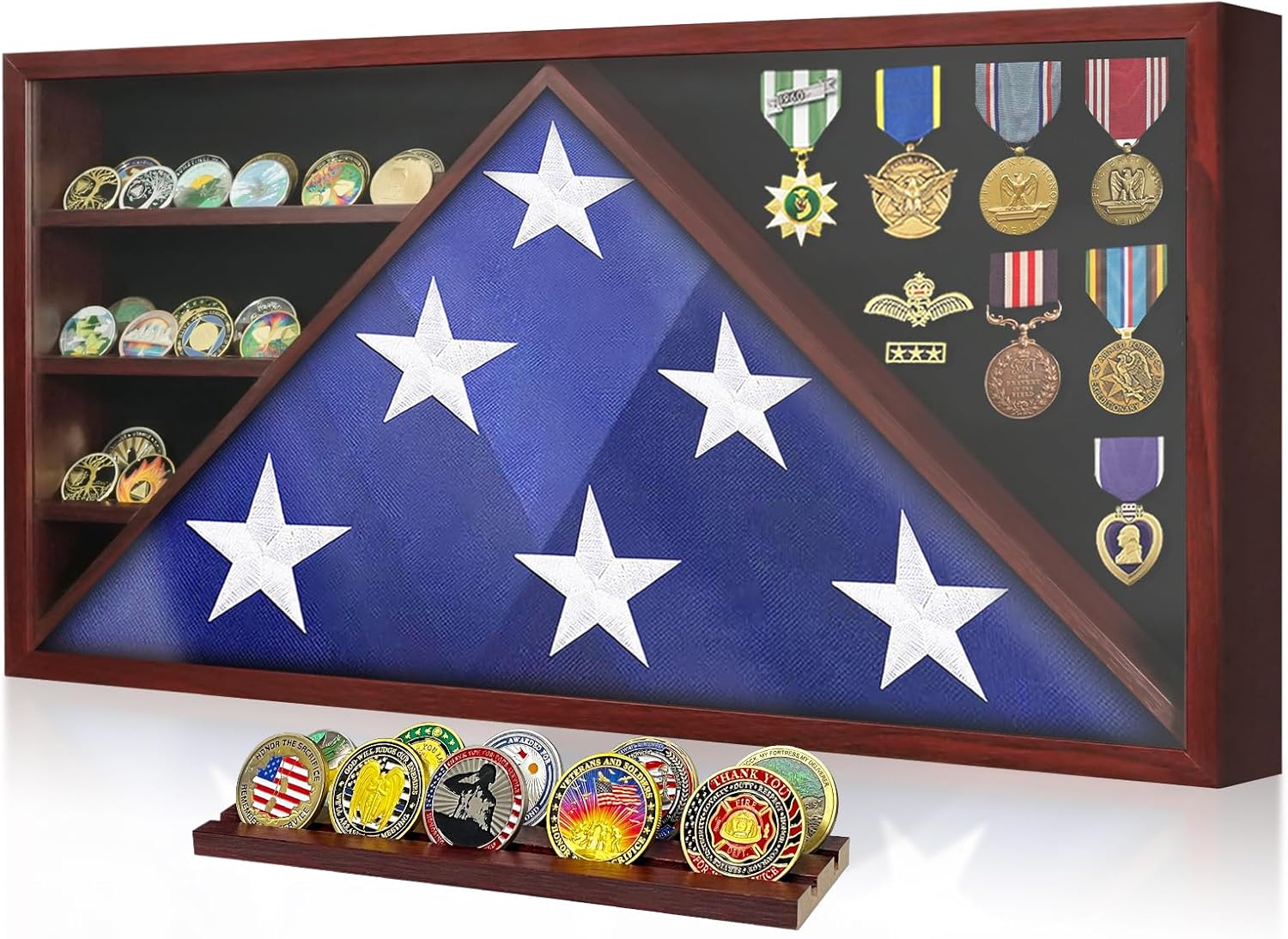 Military Burial Flag Box with HD Tempered Glass and Removable Dividers mysite