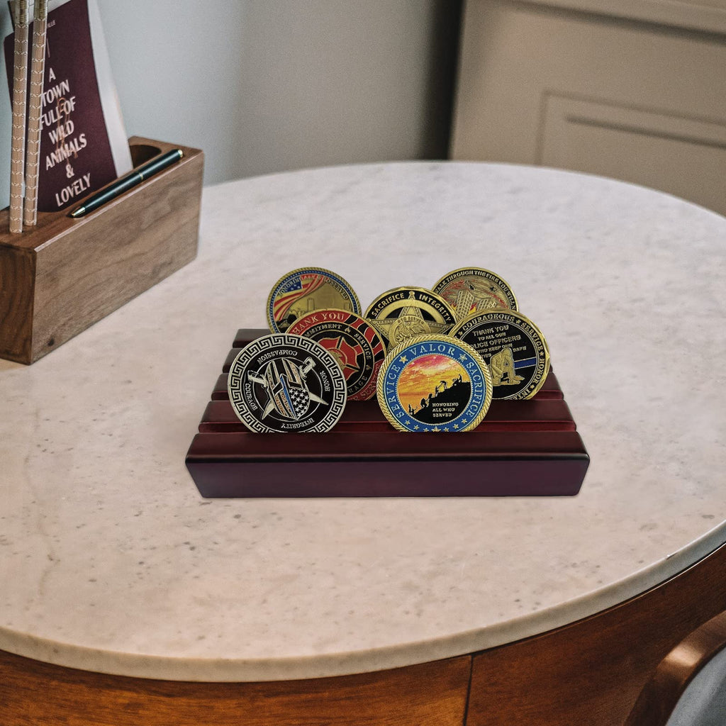4 Row Solid Wood Small Coins Display Holder Holds 10-12 Coins mysite