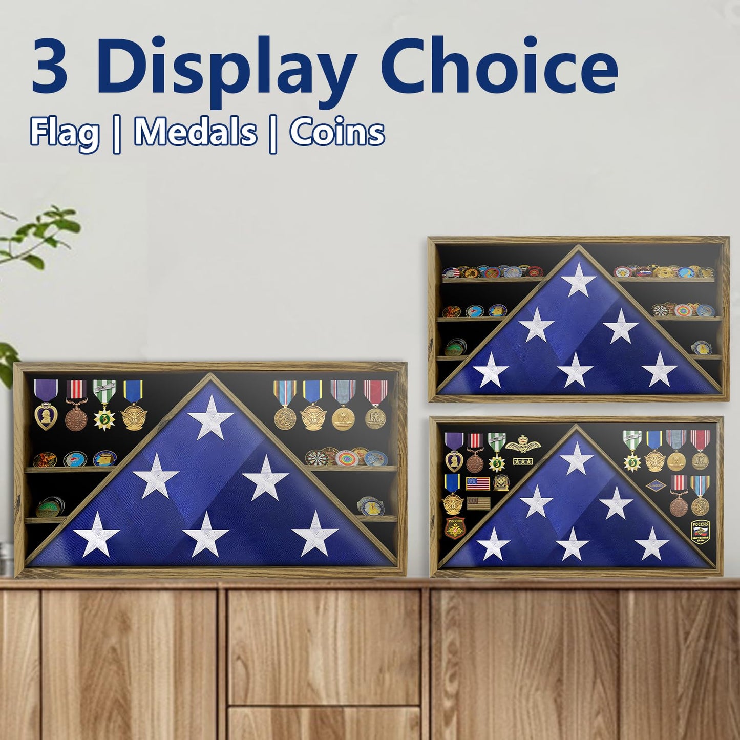 Military Burial Flag Box with HD Tempered Glass and Removable Dividers mysite