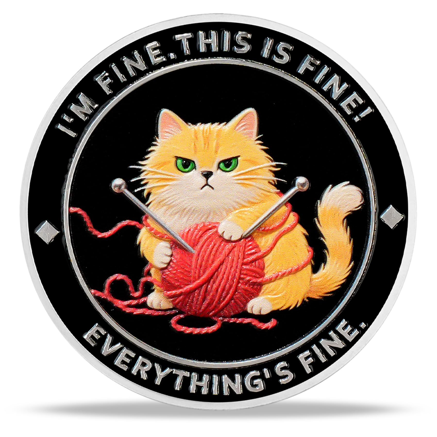 I am Fine It is Fine Everything is Fine Challenge Coins with Dog Cat Design mysite