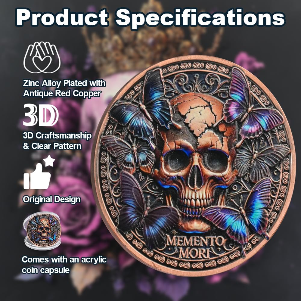 Tempus Fugit Inspirational Stoicism Memento Mori Coin Skull Challenge Coins mysite