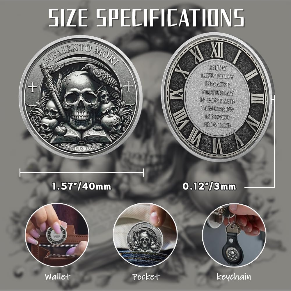 Stoic Reminder Memento Mori Coin Skull Challenge Coins mysite