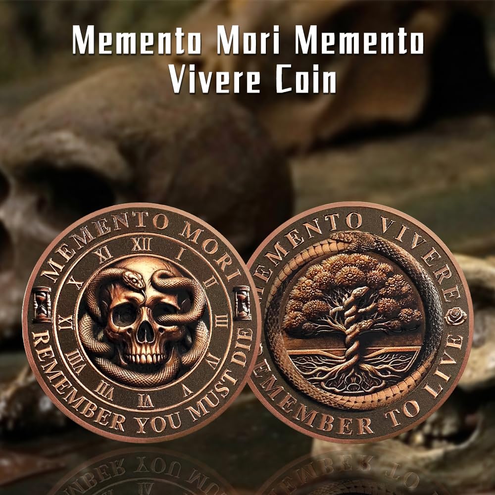 Daily Stoic Reminder Memento Mori Coin Skull Challenge Coins mysite