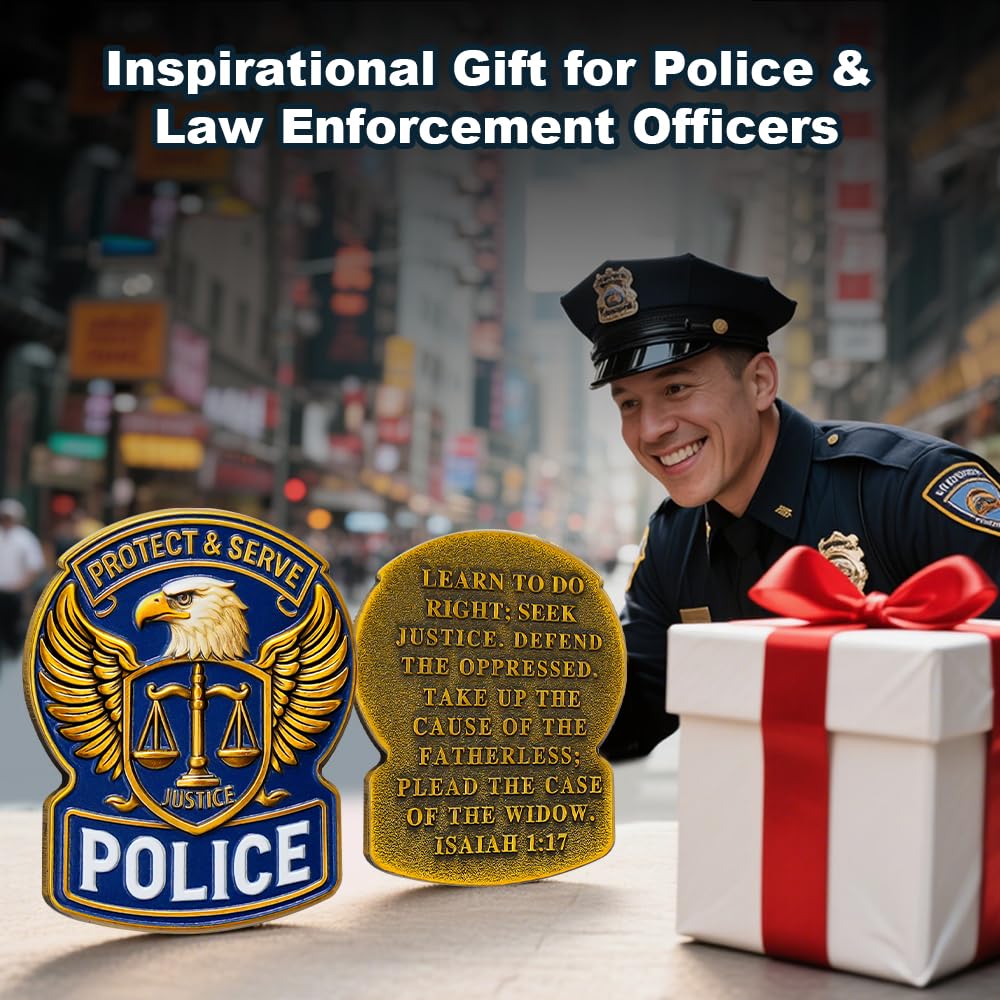 US Police Challenge Coin Scales of Justice-Isaiah 1:17 Bible Verse mysite