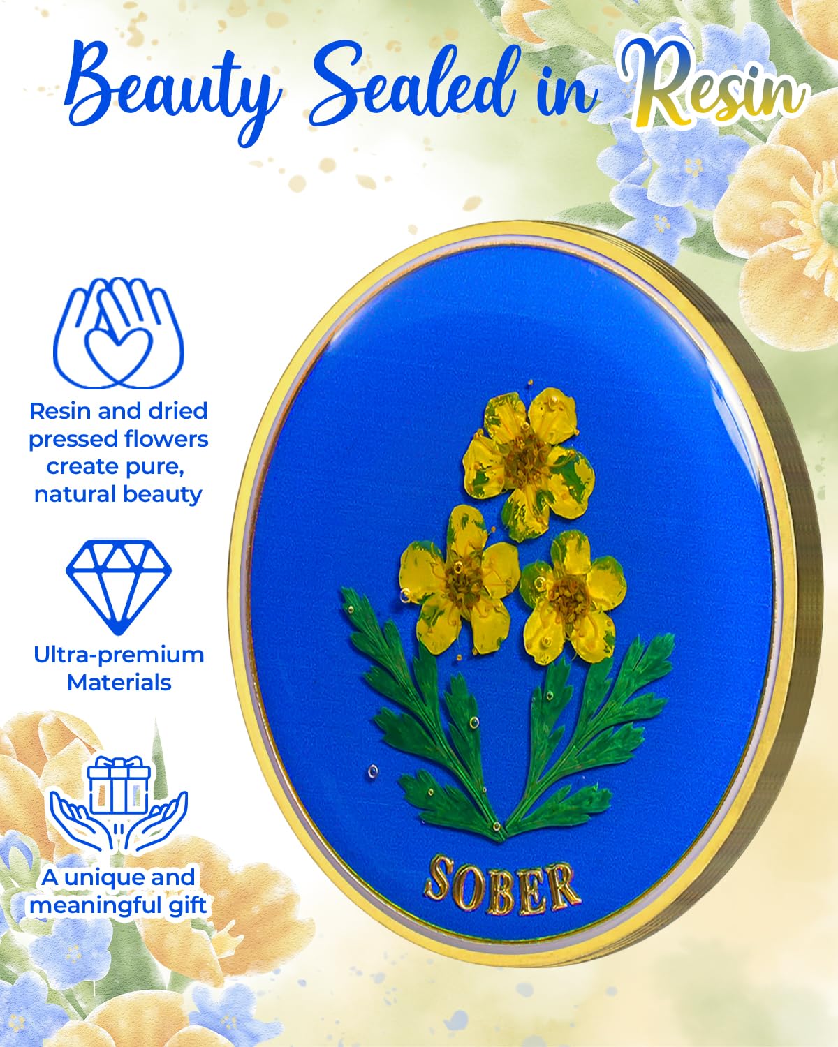 Handmade Daffodil Resin Sobriety Coin mysite